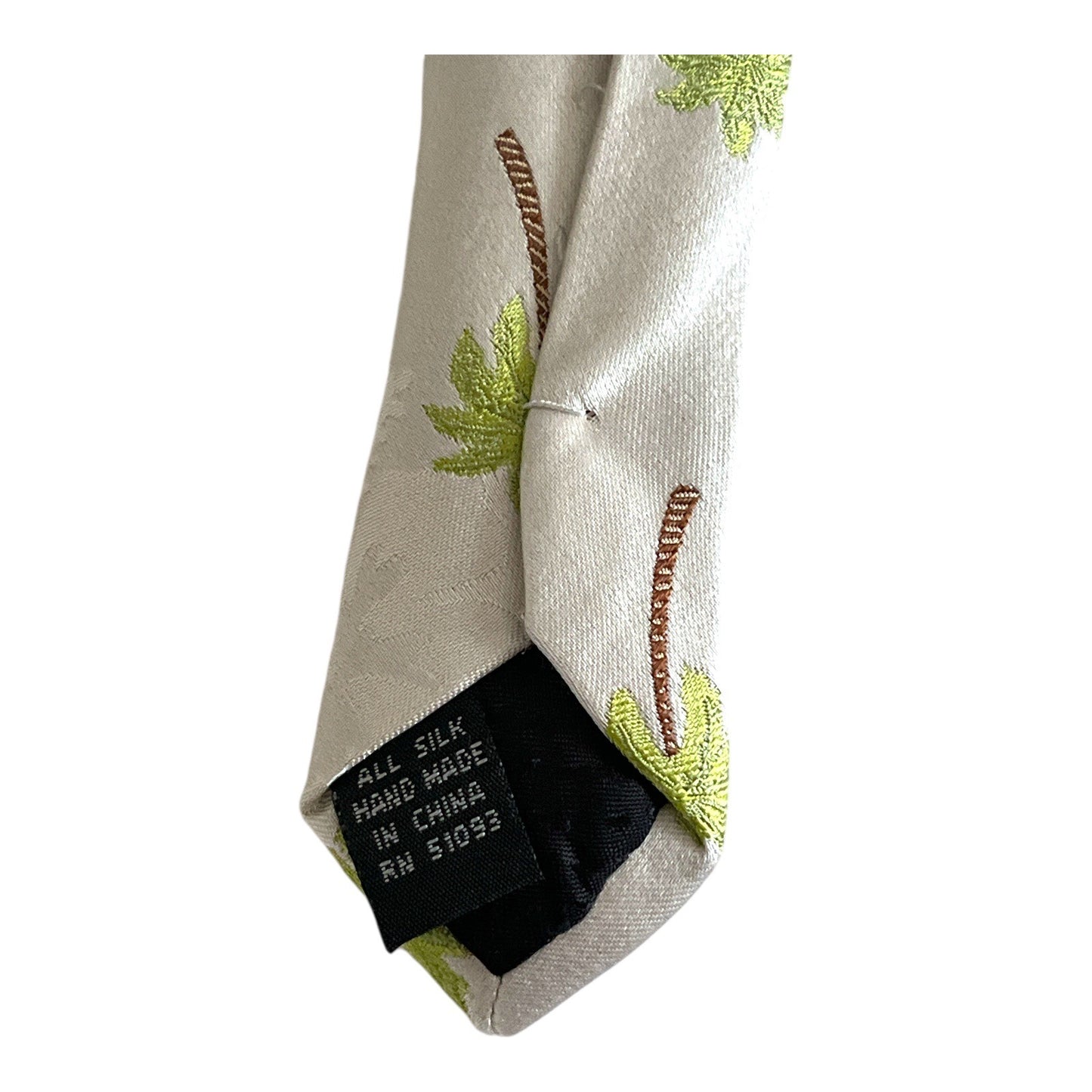 Tropicals by Tango Silk Necktie – Shimmery Palm Tree & Hibiscus Pattern