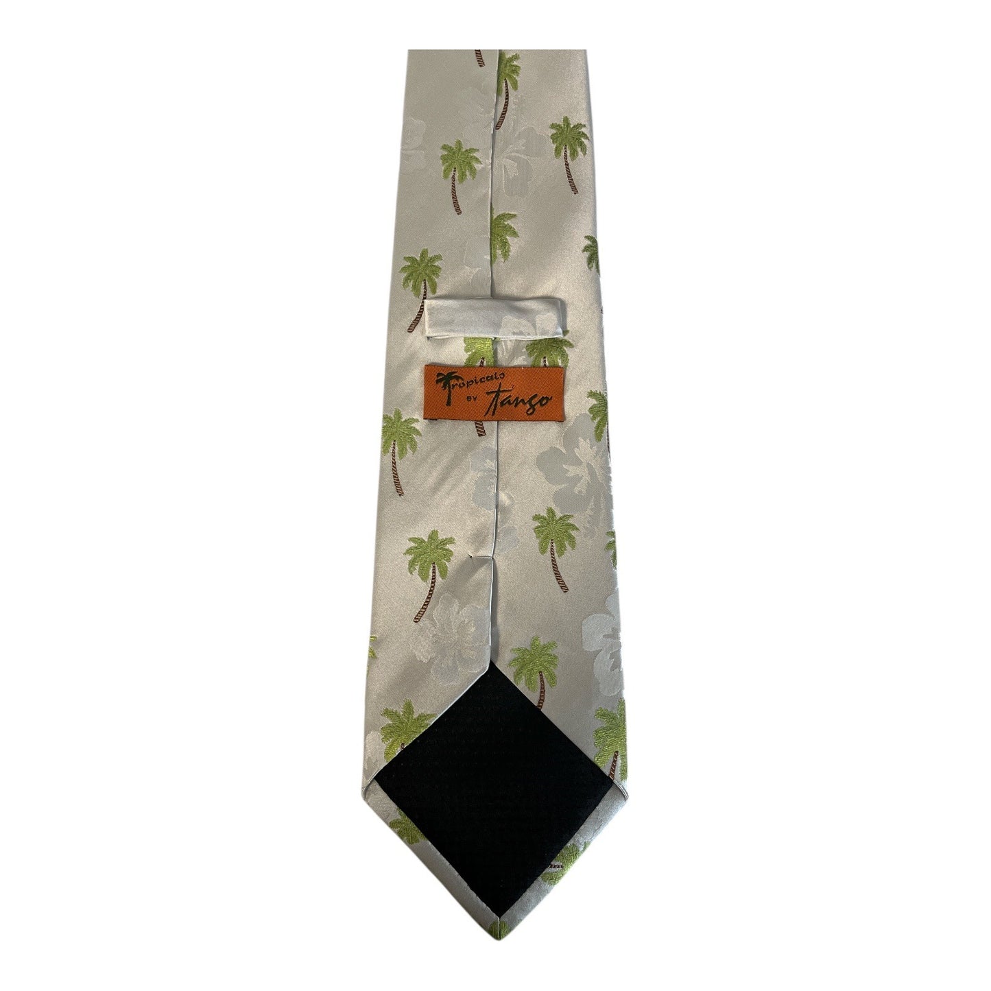Tropicals by Tango Silk Necktie – Shimmery Palm Tree & Hibiscus Pattern