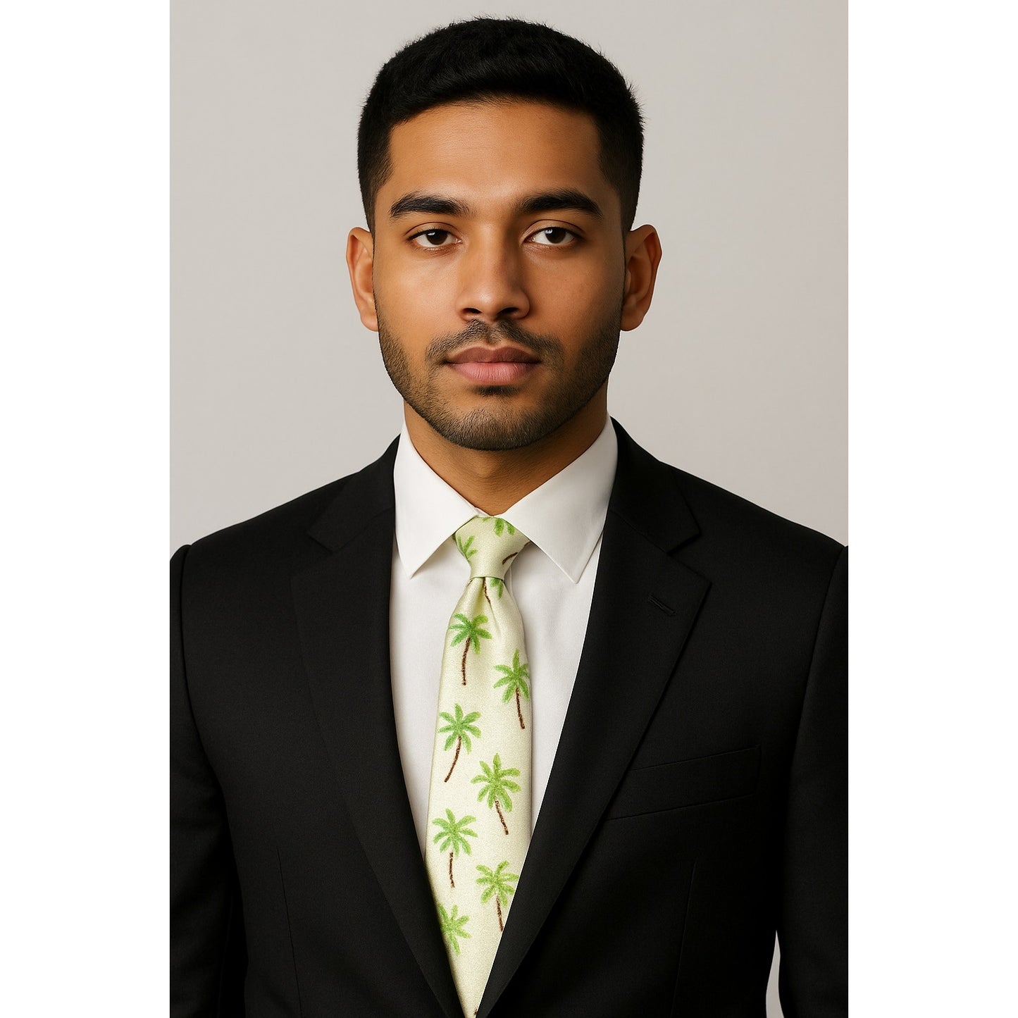 Tropicals by Tango Silk Necktie – Shimmery Palm Tree & Hibiscus Pattern