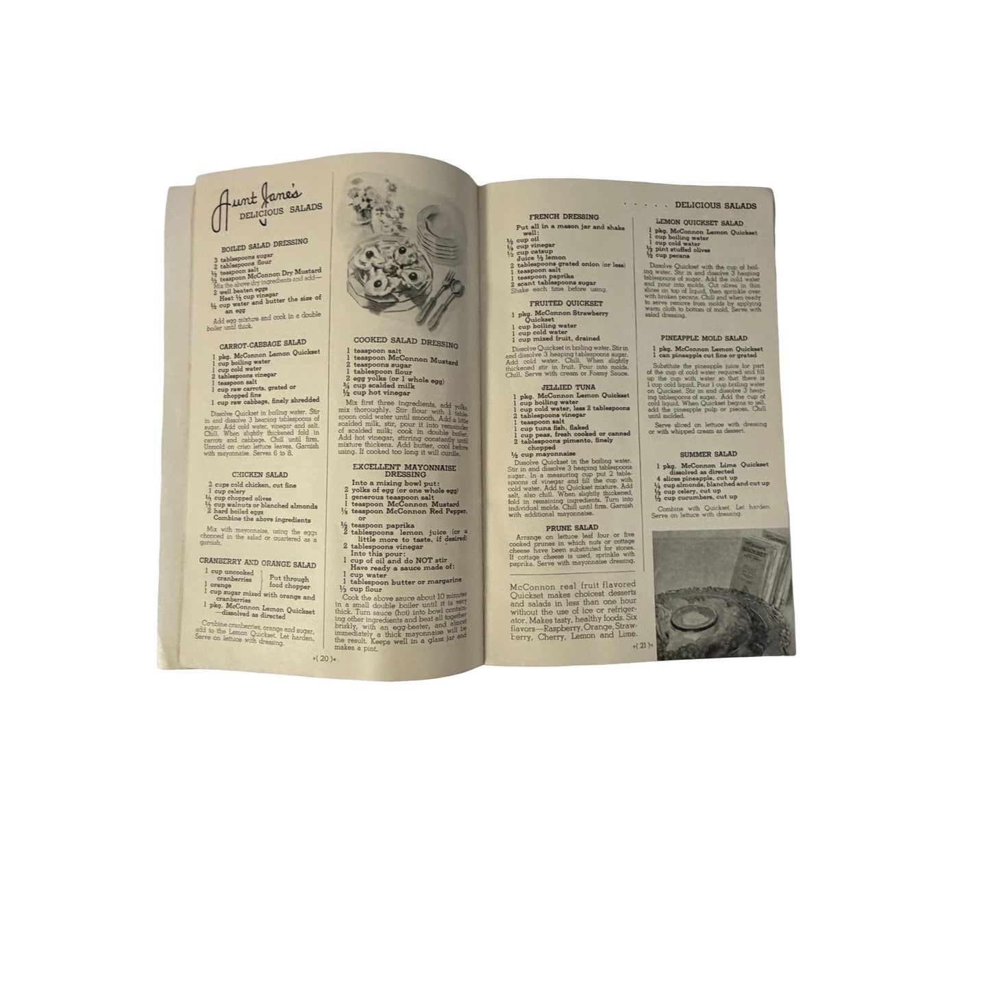 Vintage Aunt Jane's Cook Book McConnon Products Recipe Booklet 48 Pages 1930s Advertising
