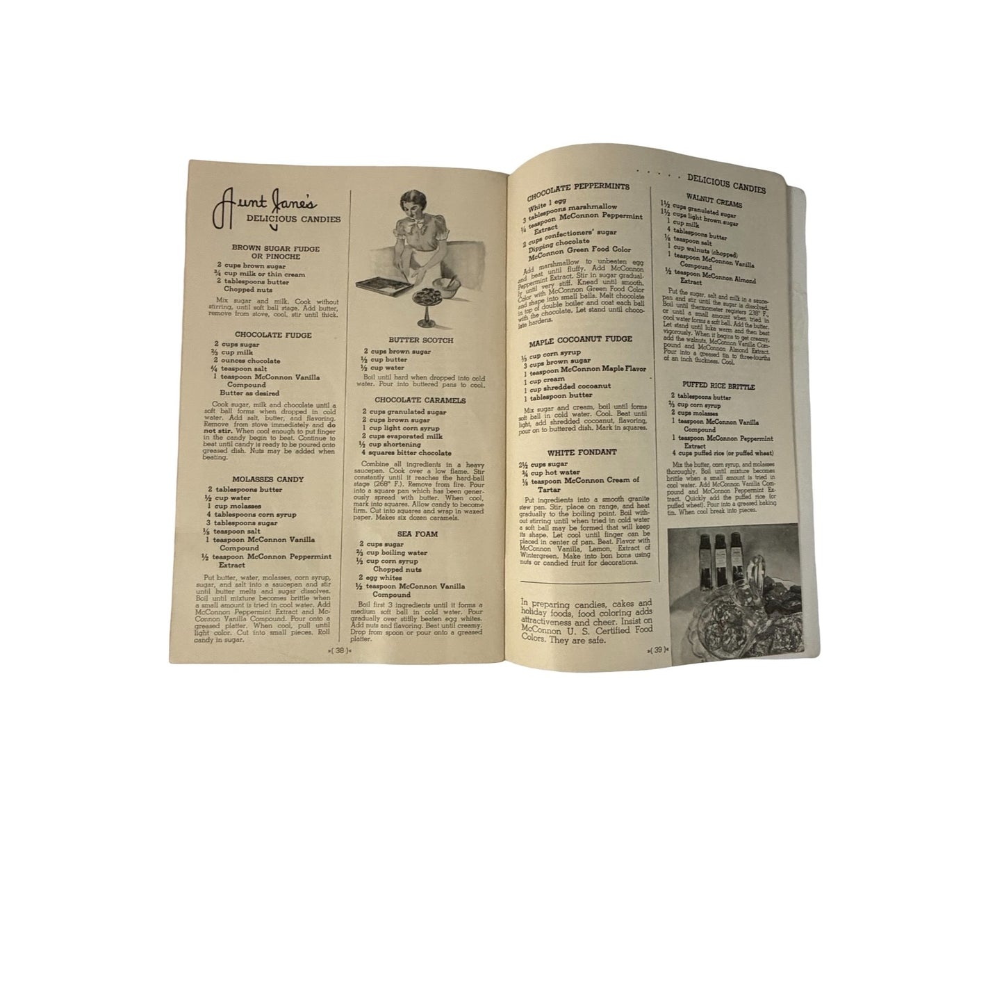 Vintage Aunt Jane's Cook Book McConnon Products Recipe Booklet 48 Pages 1930s Advertising