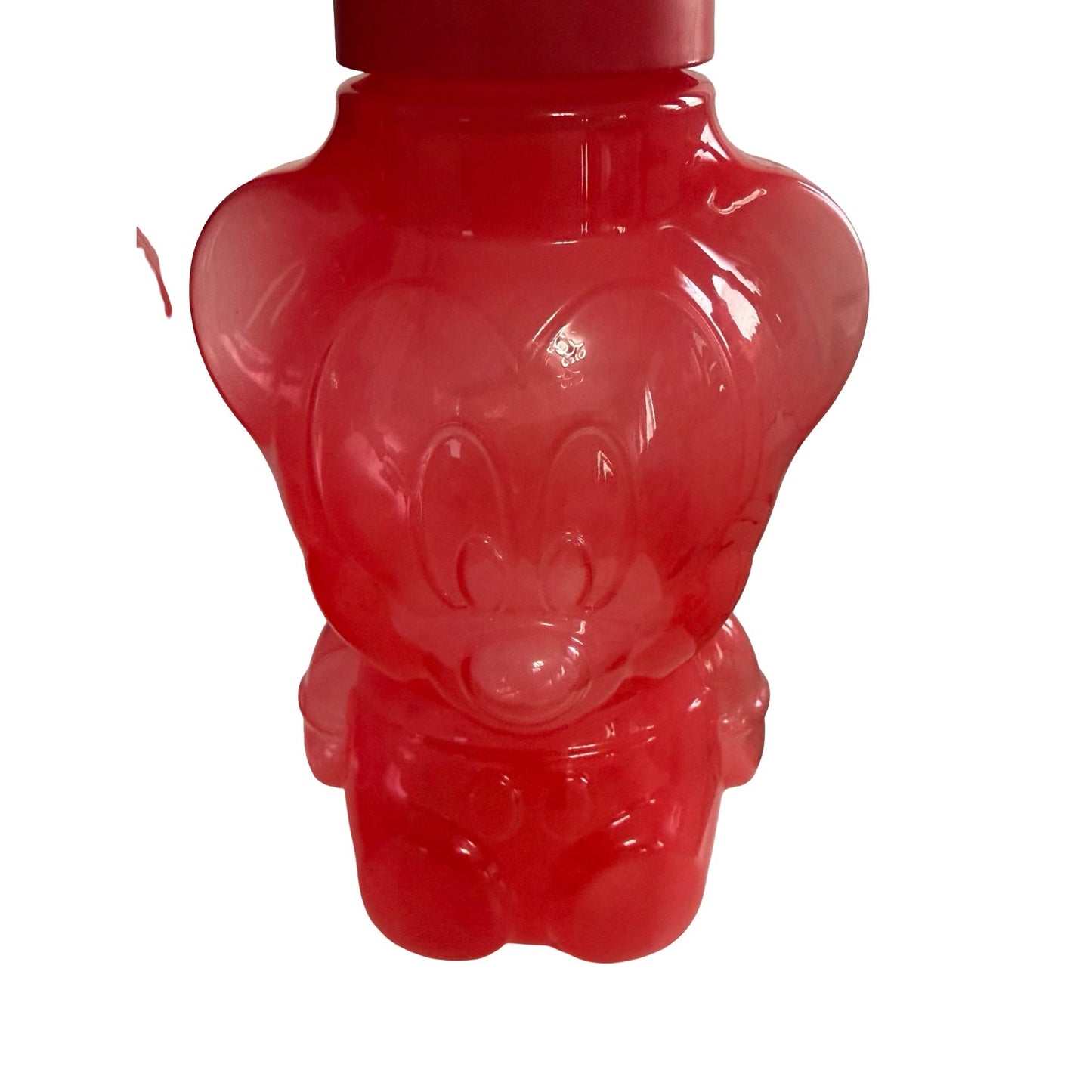 Vintage Tupperware Mickey Mouse Water Bottles Set of 2 Red Disney Kids Drink Containers