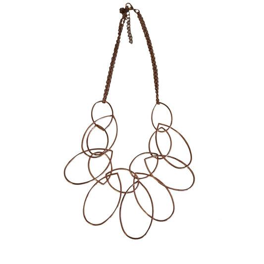 Statement Necklace Rose Gold Tone Open Oval Link Bib Necklace 14 Inch
