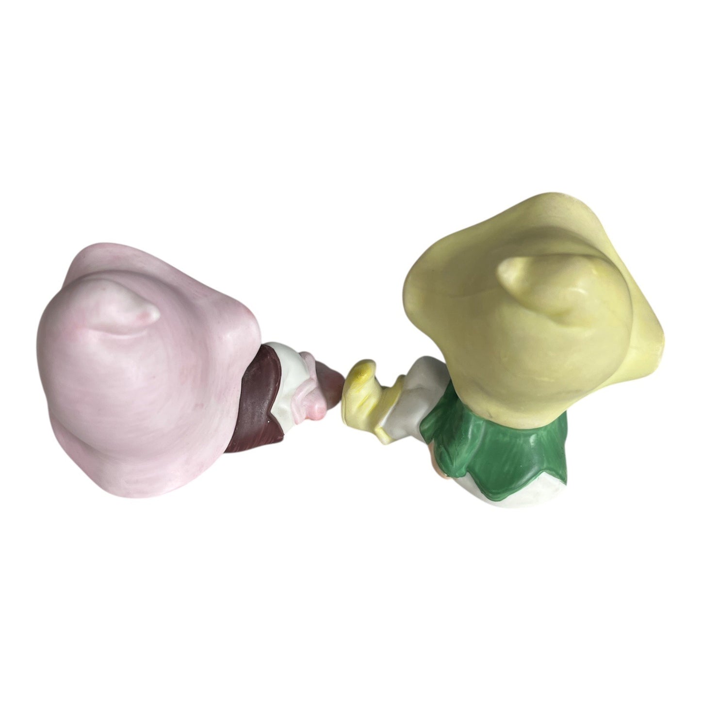 Vintage 1980s HOMCO 5213 Pixie Elf Figurines Set of 2 Made in Taiwan Mushroom Hat Elves