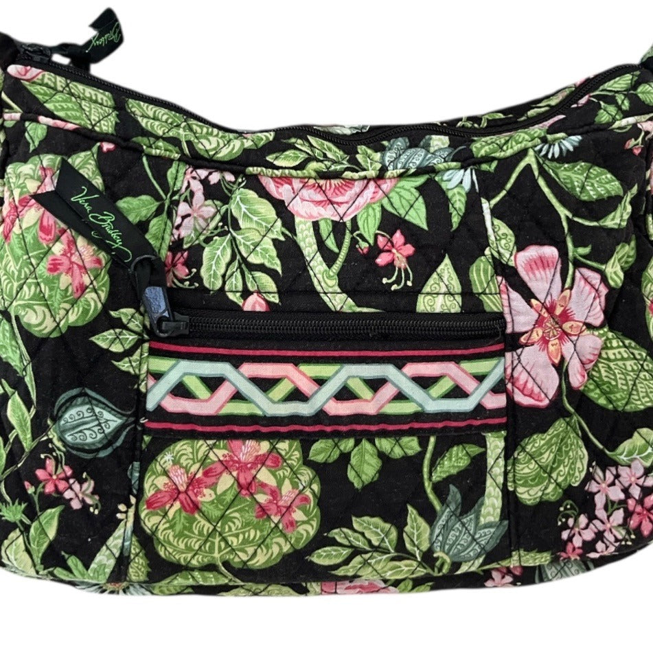 Vera Bradley Retired Quilted Shoulder Bag – Botanical Night Pattern – 7 x 12 x 4 in – 11” Drop
