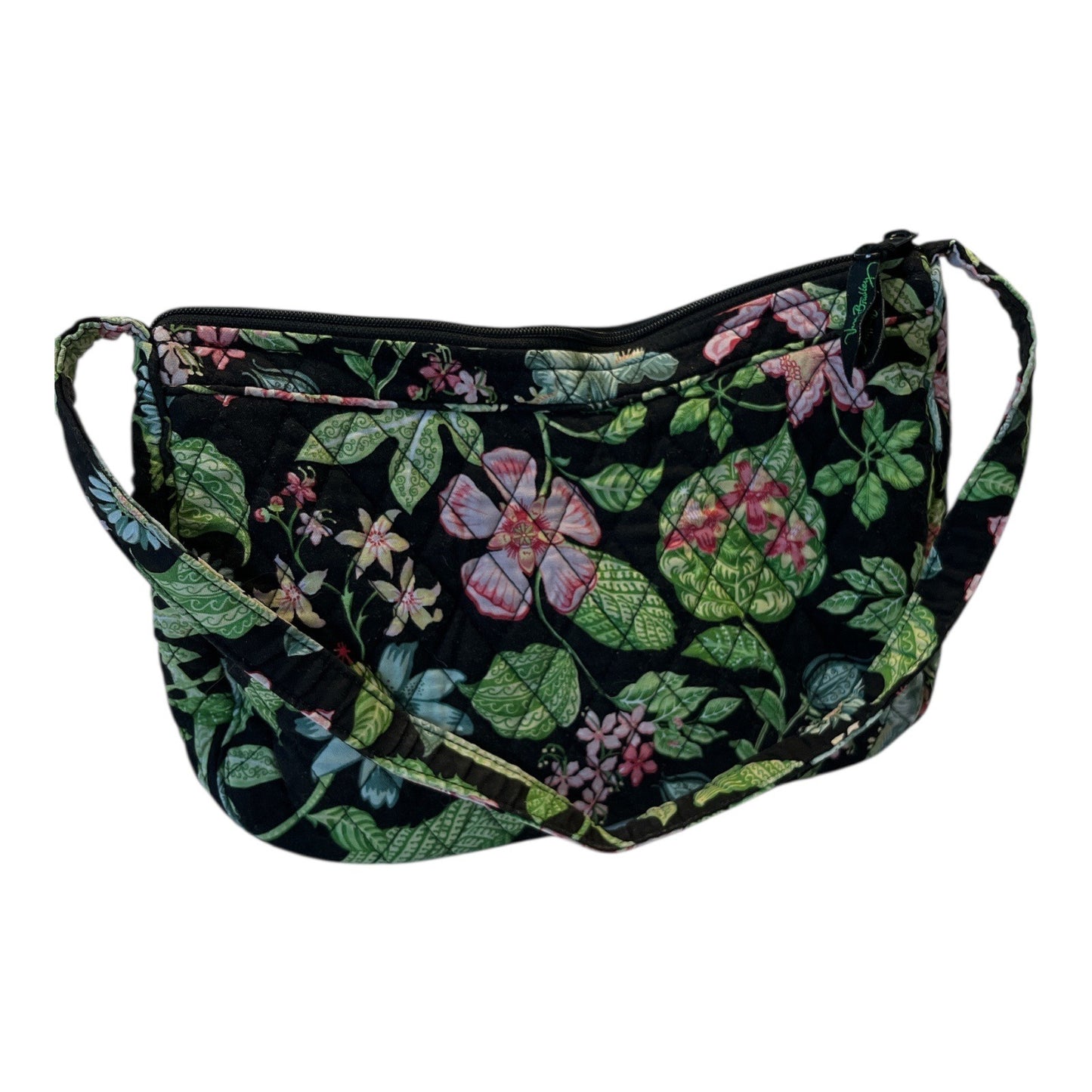 Vera Bradley Retired Quilted Shoulder Bag – Botanical Night Pattern – 7 x 12 x 4 in – 11” Drop