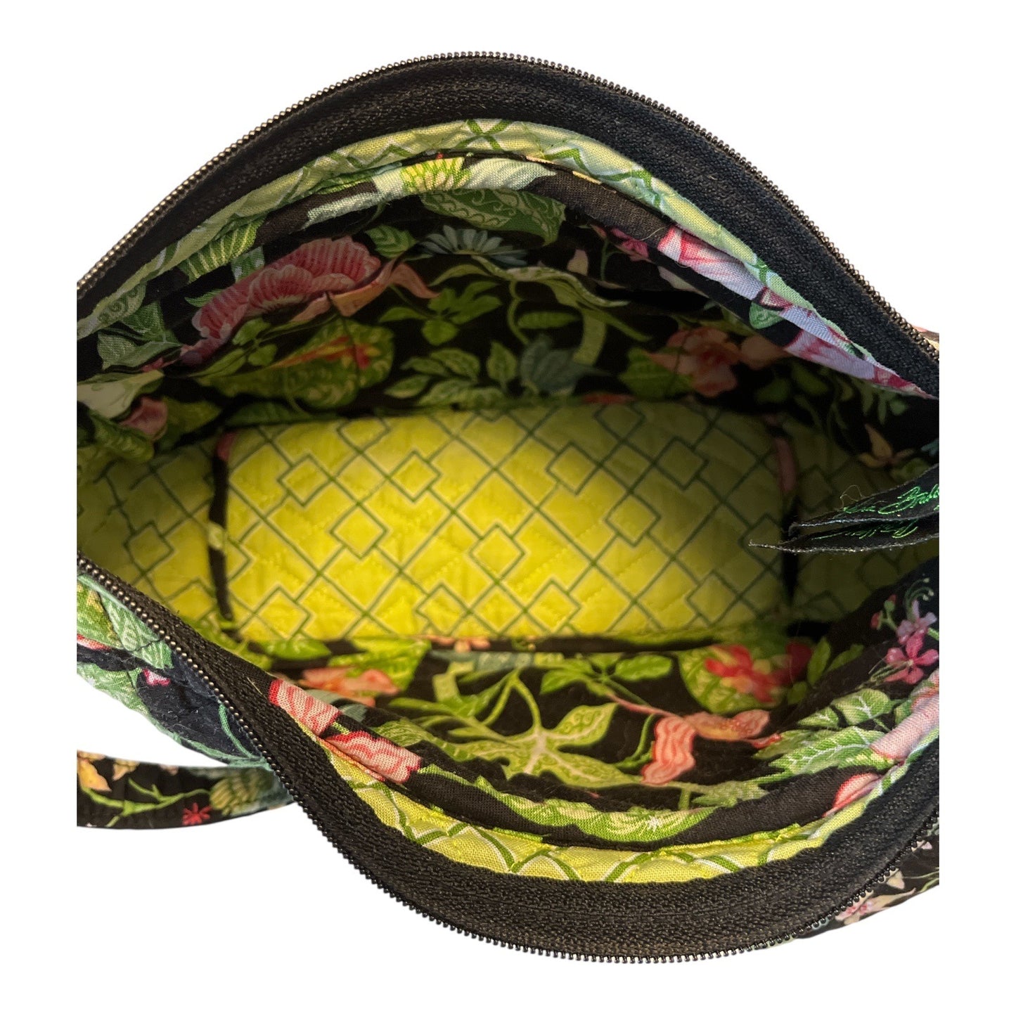 Vera Bradley Retired Quilted Shoulder Bag – Botanical Night Pattern – 7 x 12 x 4 in – 11” Drop