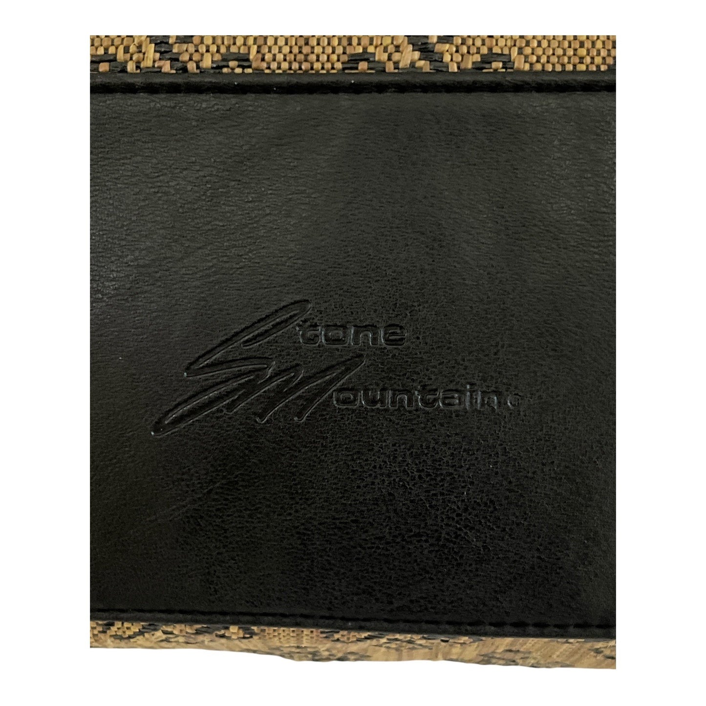 Stone Mountain Tan & Black Floral Tapestry Shoulder Bag with Faux Leather Base & Asian Script Lining
