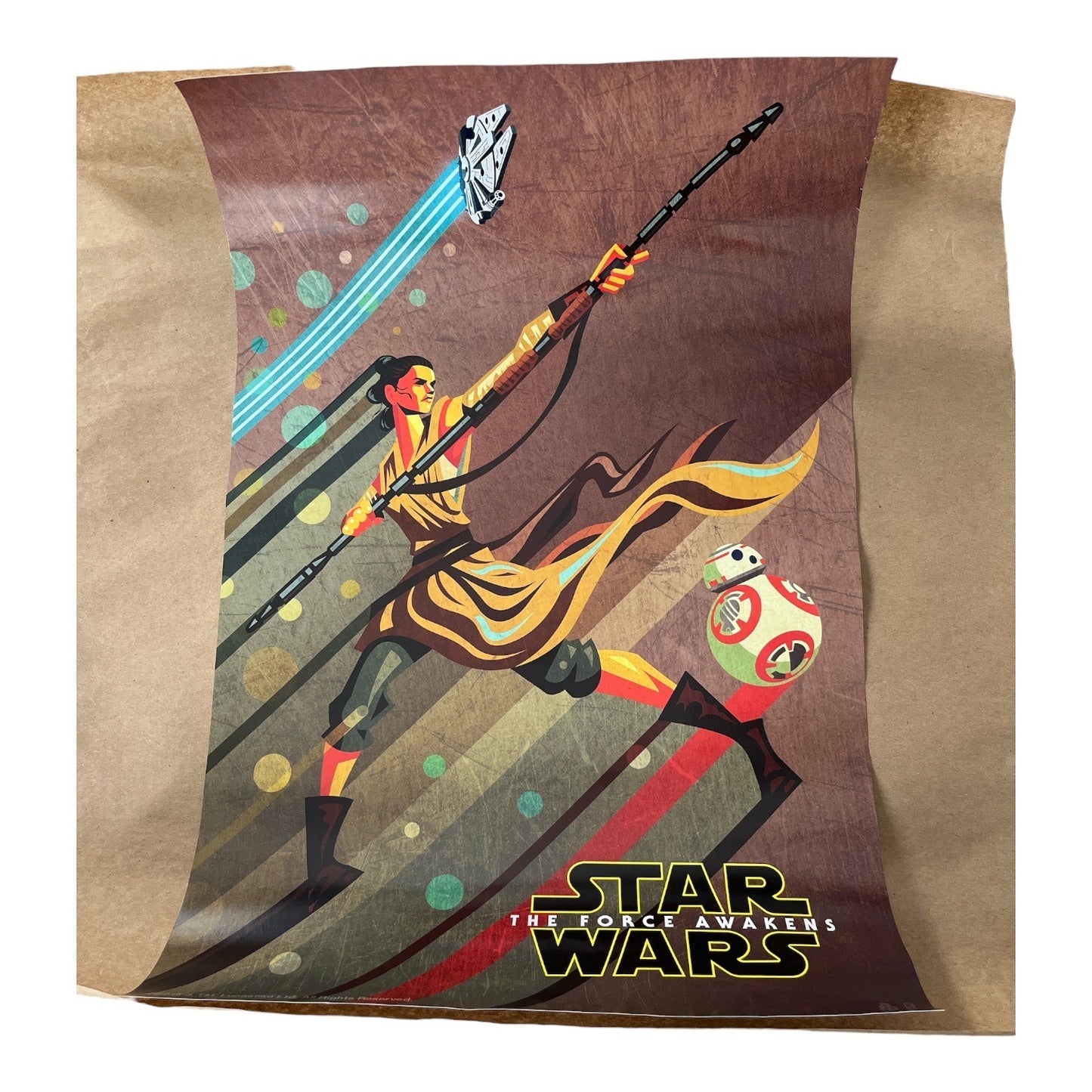 Disney Insiders Star Wars The Force Awakens Mini Poster Rey BB-8 2015