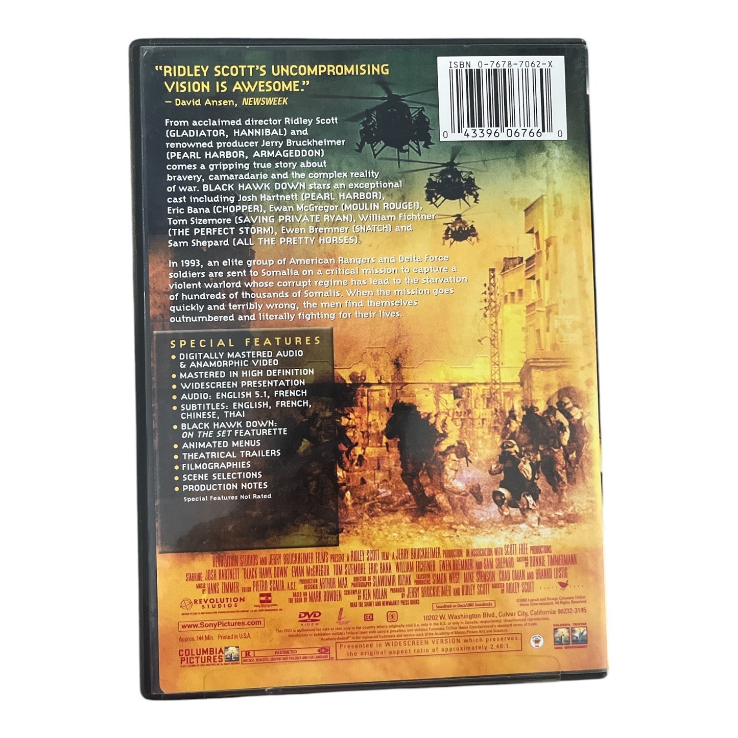 Black Hawk Down DVD Widescreen Edition Ridley Scott War Movie