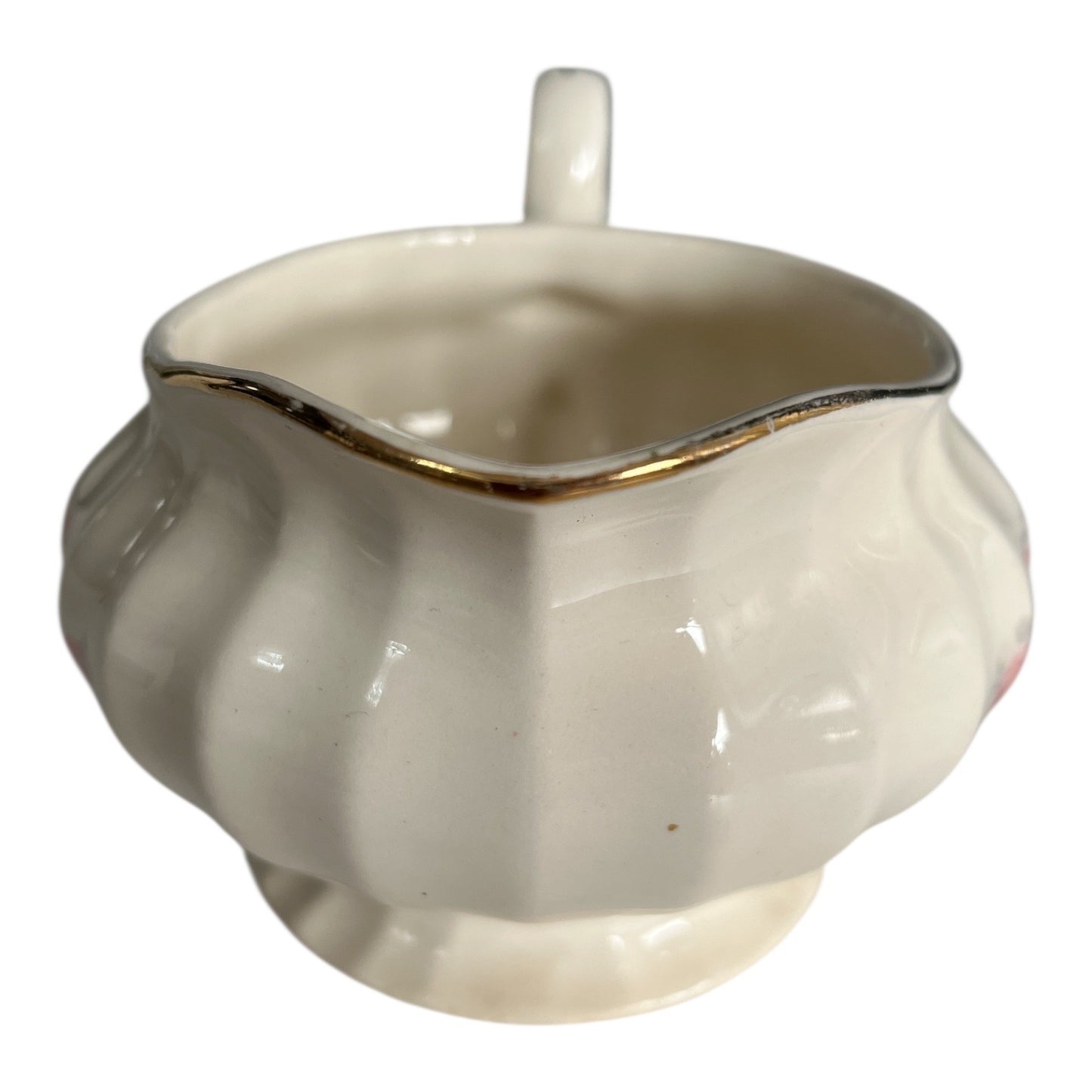 Vintage Edwin M. Knowles Floral Gravy Boat Creamer Semi Vitreous USA