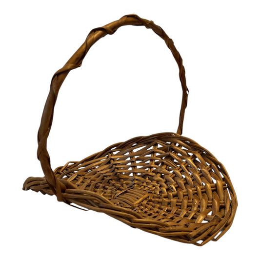 Vintage Portuguese Wicker Half Basket – R/B Made in Madeira – Wall Hanging or Decorative Display
