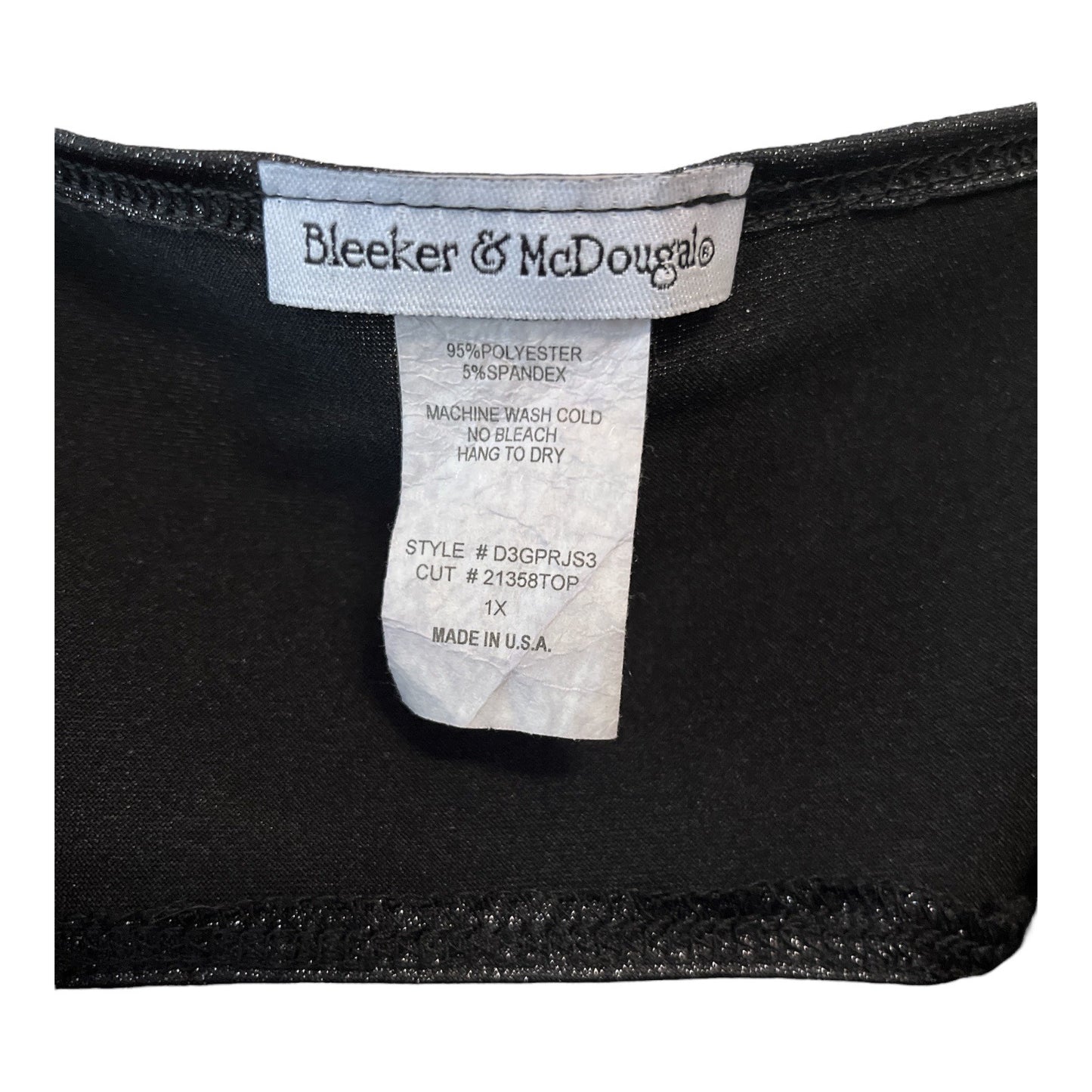 Bleeker & McDougal Women's 1X Metallic Drape Front Sleeveless Top Made in USA