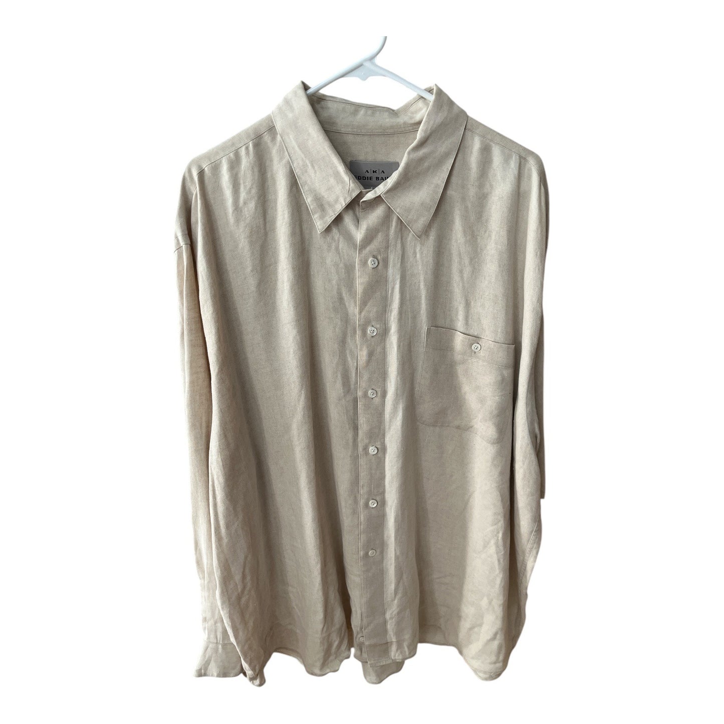 VTG Eddie Bauer A|K|A Linen Button Down Shirt Beige XXL