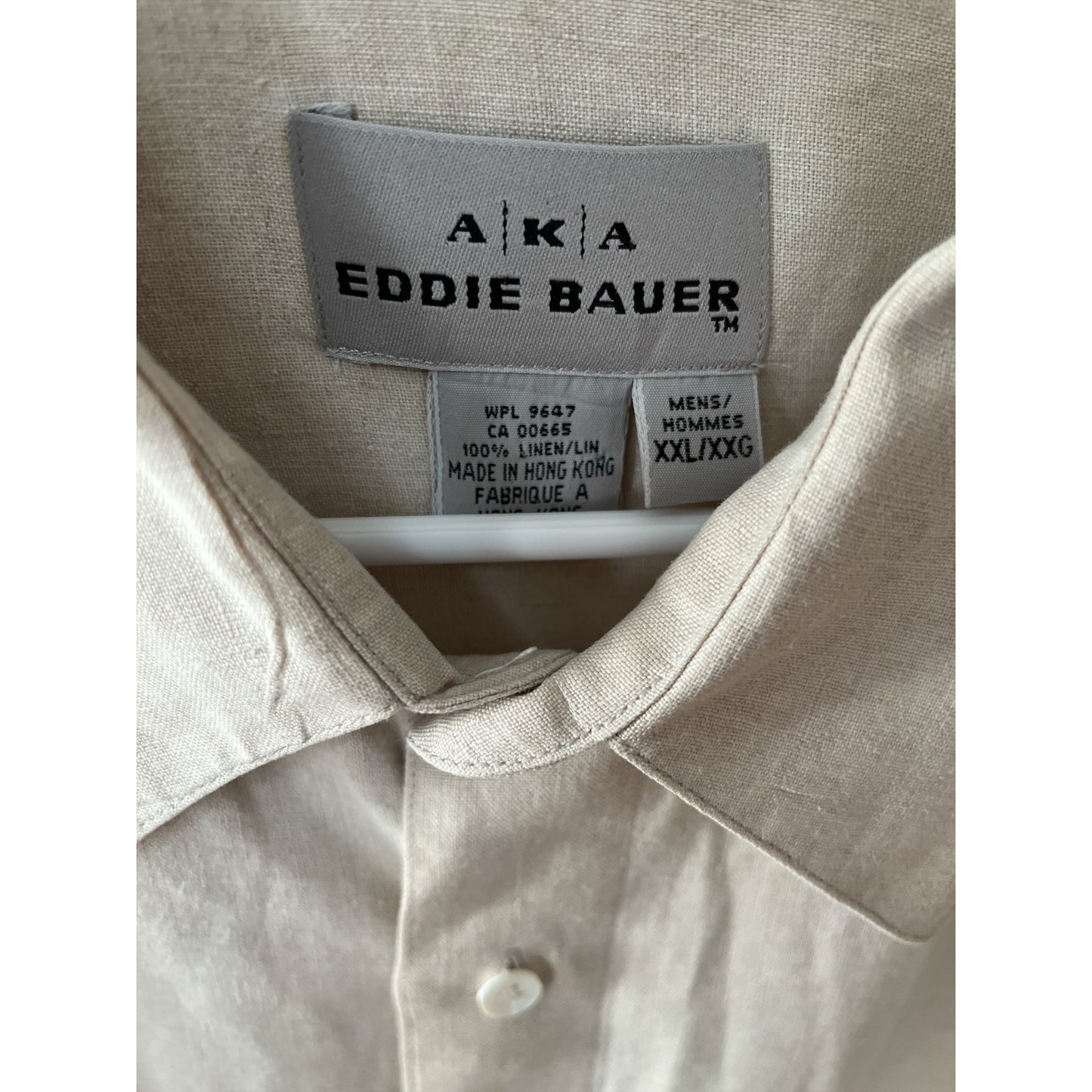 VTG Eddie Bauer A|K|A Linen Button Down Shirt Beige XXL