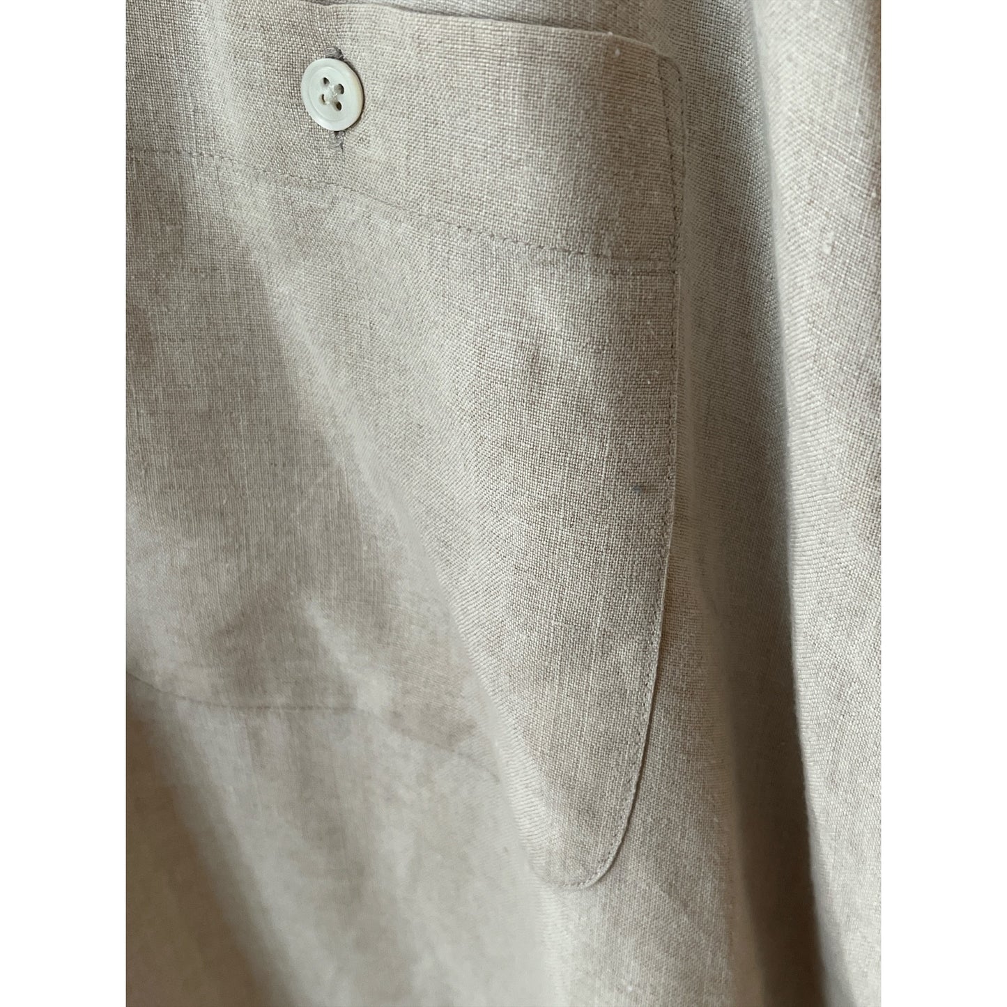 VTG Eddie Bauer A|K|A Linen Button Down Shirt Beige XXL