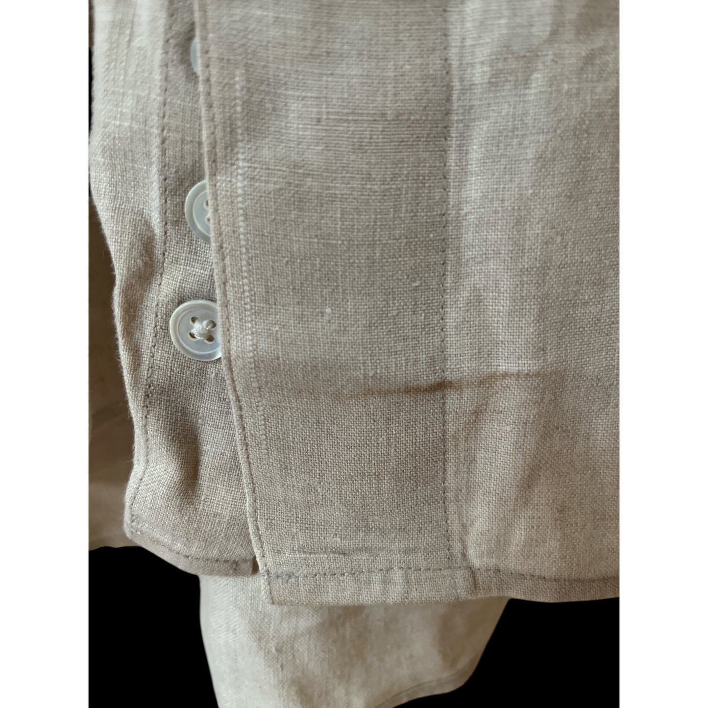 VTG Eddie Bauer A|K|A Linen Button Down Shirt Beige XXL