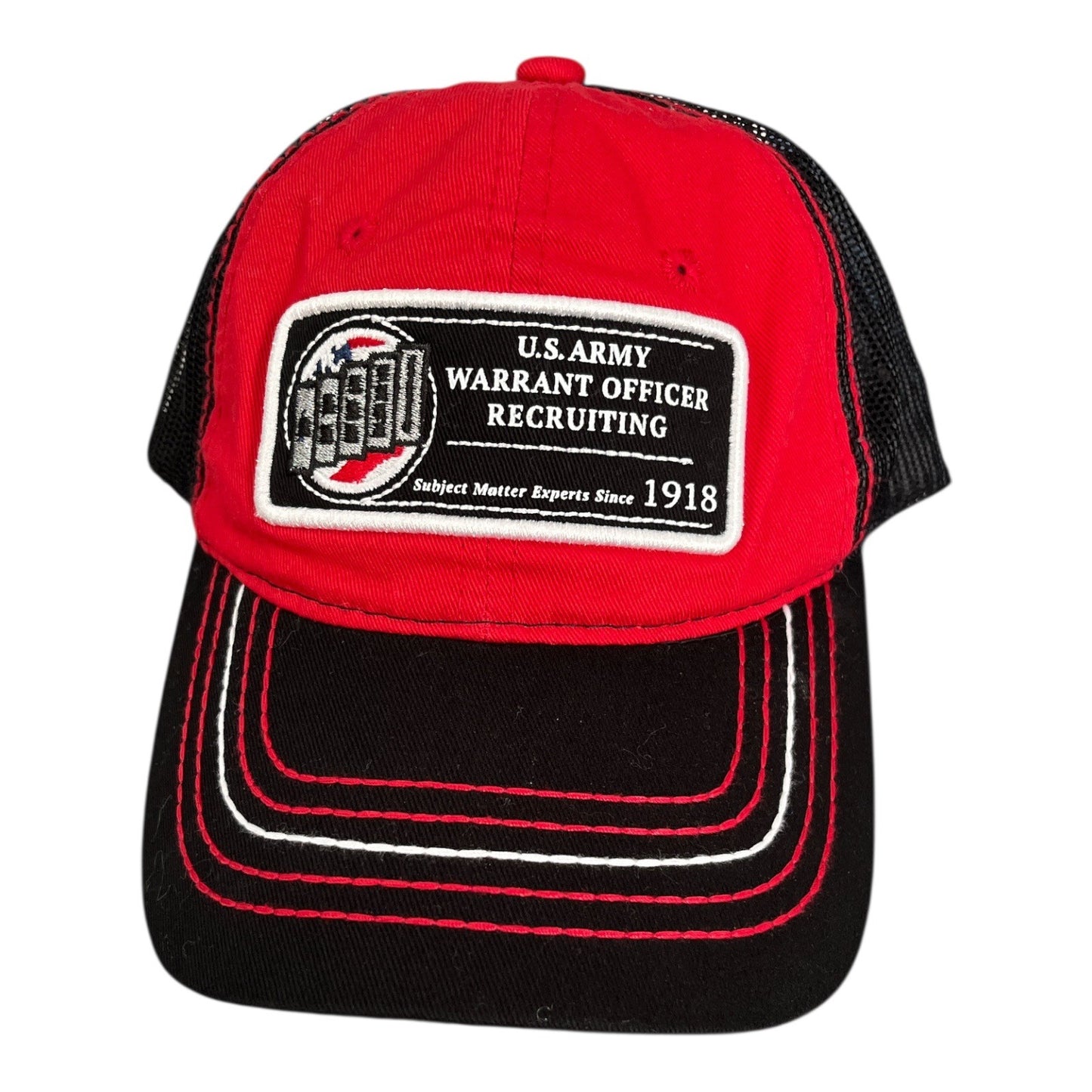 U.S. Army Warrant Officer Recruiting Hat Red Black Mesh Trucker Cap Bretmor