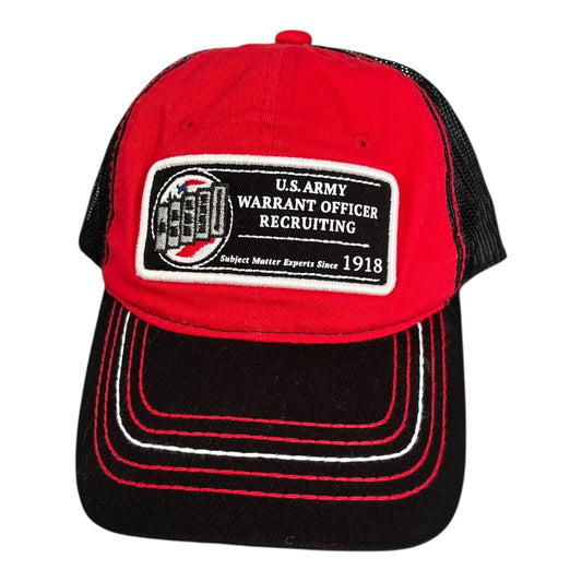 U.S. Army Warrant Officer Recruiting Hat Red Black Mesh Trucker Cap Bretmor