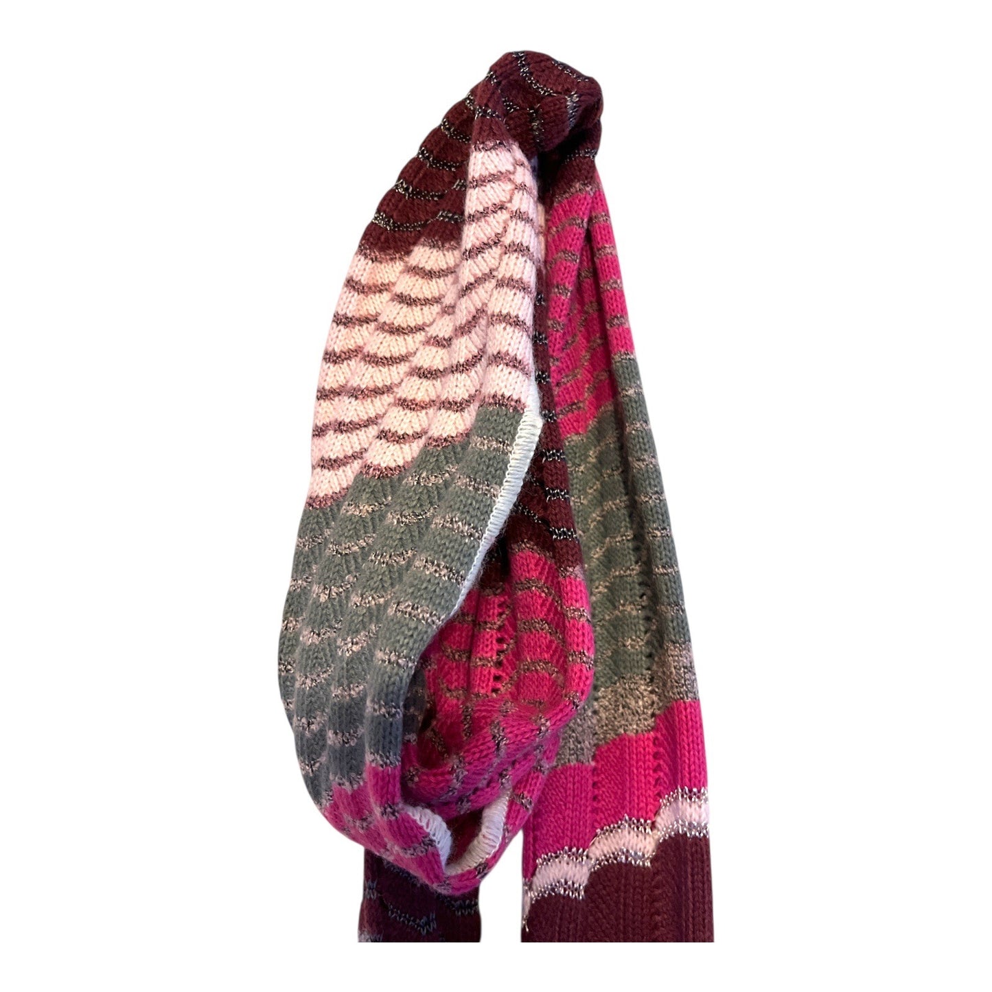 Lot of 2 Knit Scarves Pink Purple Chevron Striped a.n.a Boho Winter Scarves