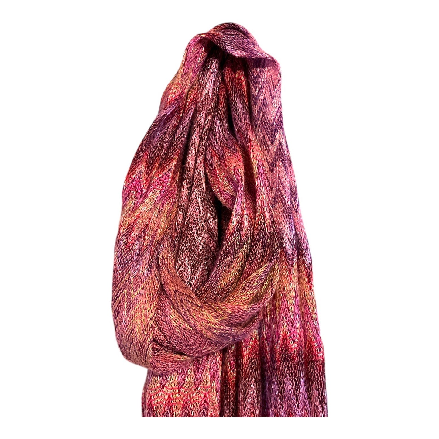Lot of 2 Knit Scarves Pink Purple Chevron Striped a.n.a Boho Winter Scarves