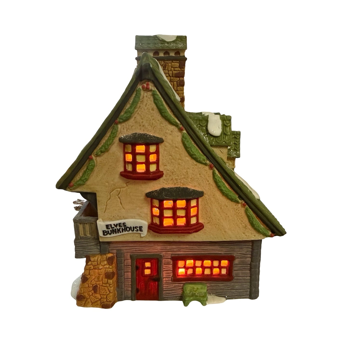 Department 56 North Pole Series Elf Bunkhouse Lighted Village House 1990