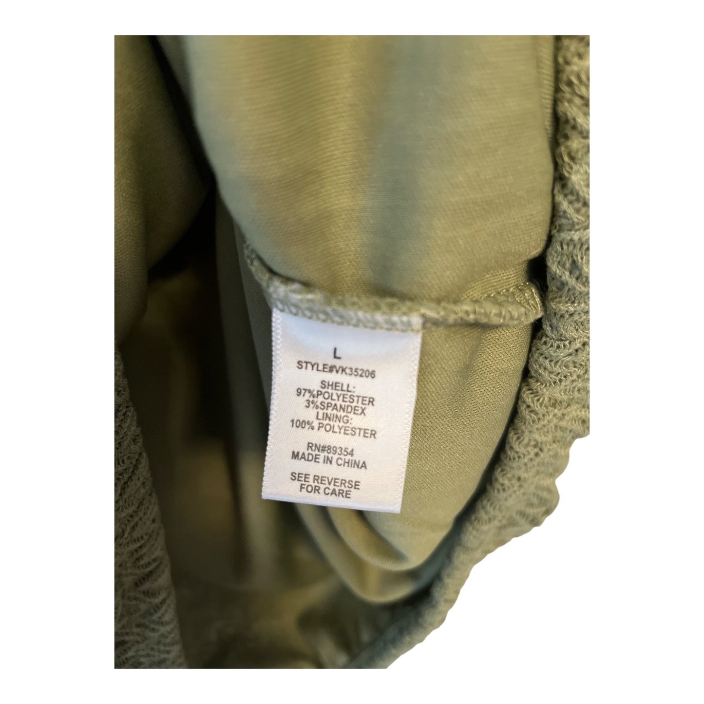 Adrienne Vittadini Women’s Size L Green Textured V-Neck Blouse, Elastic Hem