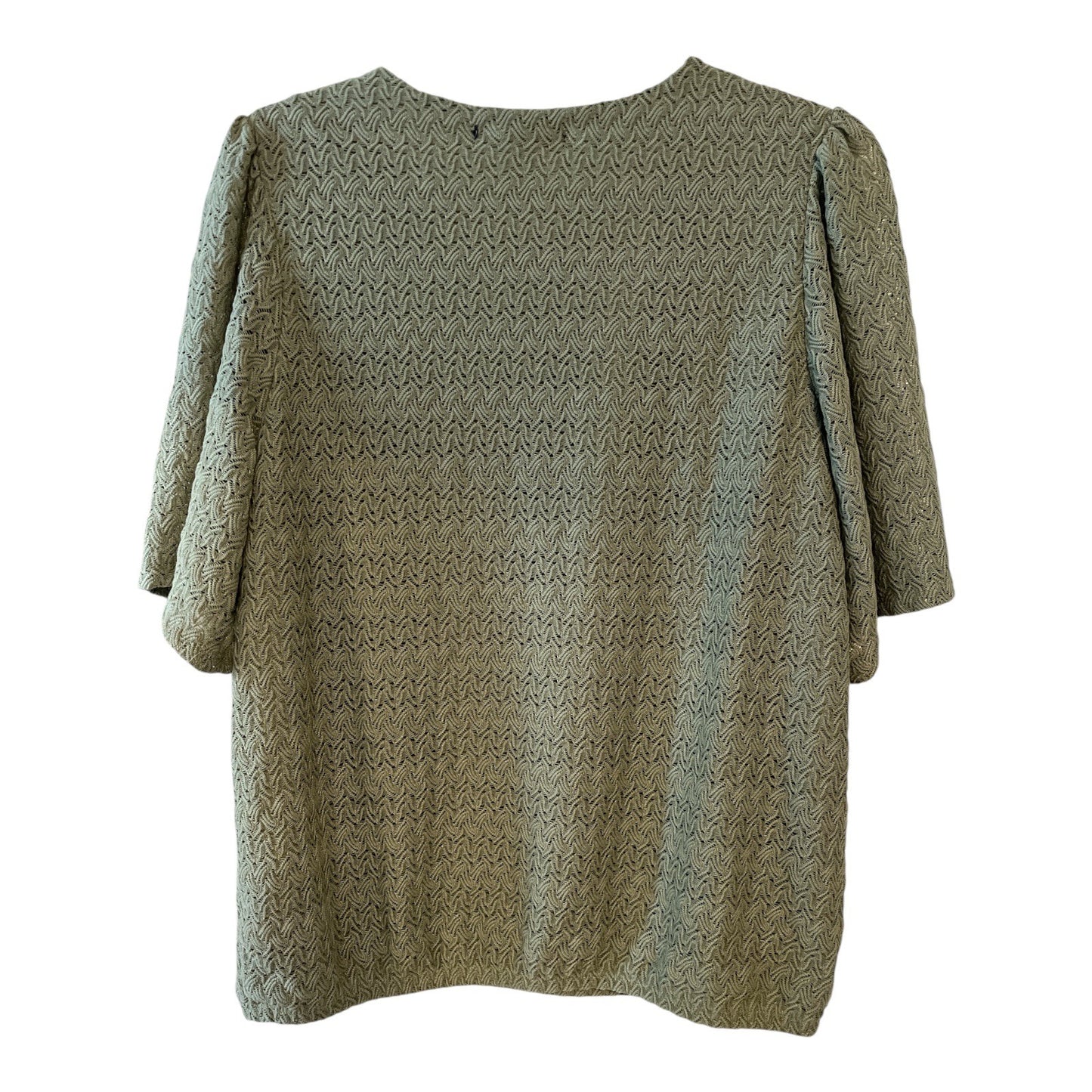 Adrienne Vittadini Women’s Size L Green Textured V-Neck Blouse, Elastic Hem