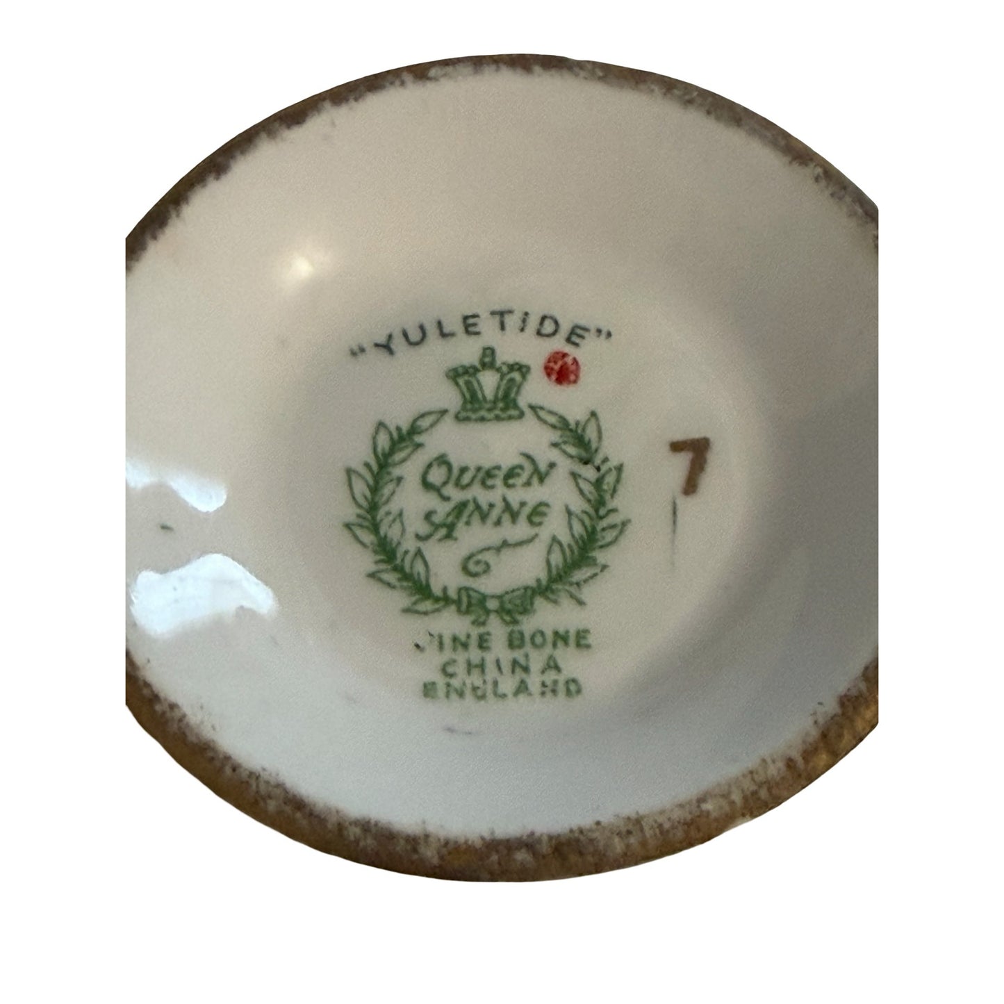 Vintage Queen Anne Yuletide Fine Bone China Teacup Holly Berries Gold Trim England