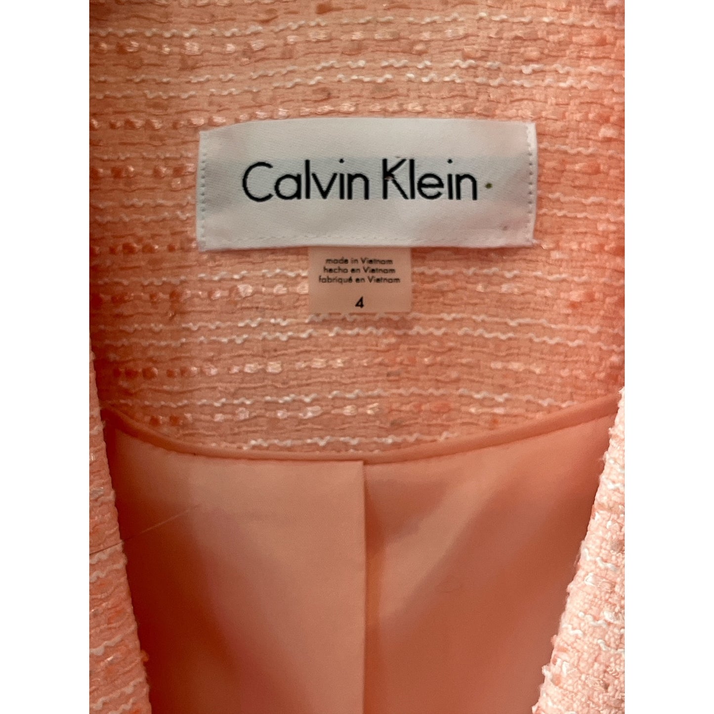 Calvin Klein Pink Tweed Blazer Jacket Women’s Size 4