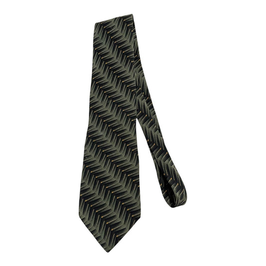 Vintage Y2K Bill Blass Black Label 100% Silk Necktie – Chevron Geometric Pattern