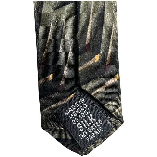 Vintage Y2K Bill Blass Black Label 100% Silk Necktie – Chevron Geometric Pattern