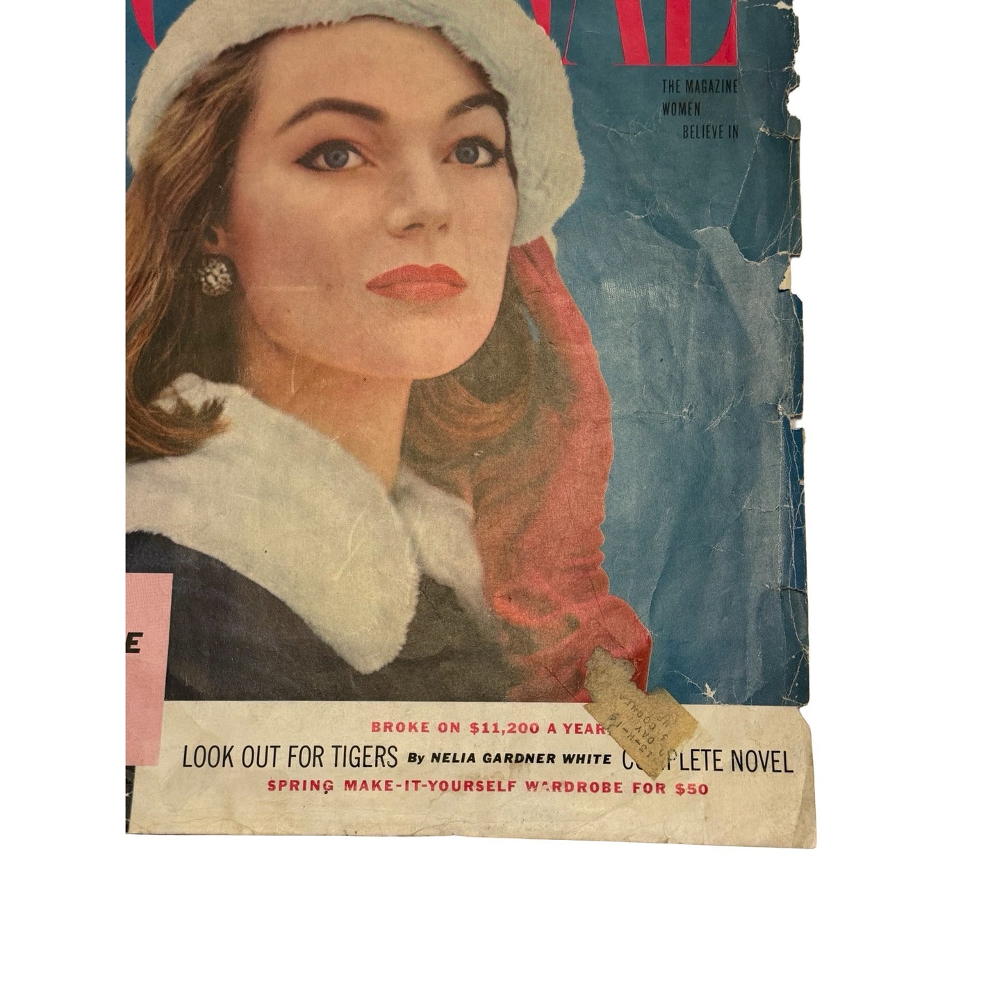 Vintage 1955 Ladies' Home Journal Cover Poster "Two Beauties" with White Dog Plus Doris Day Lustre-Creme Ad Print Set