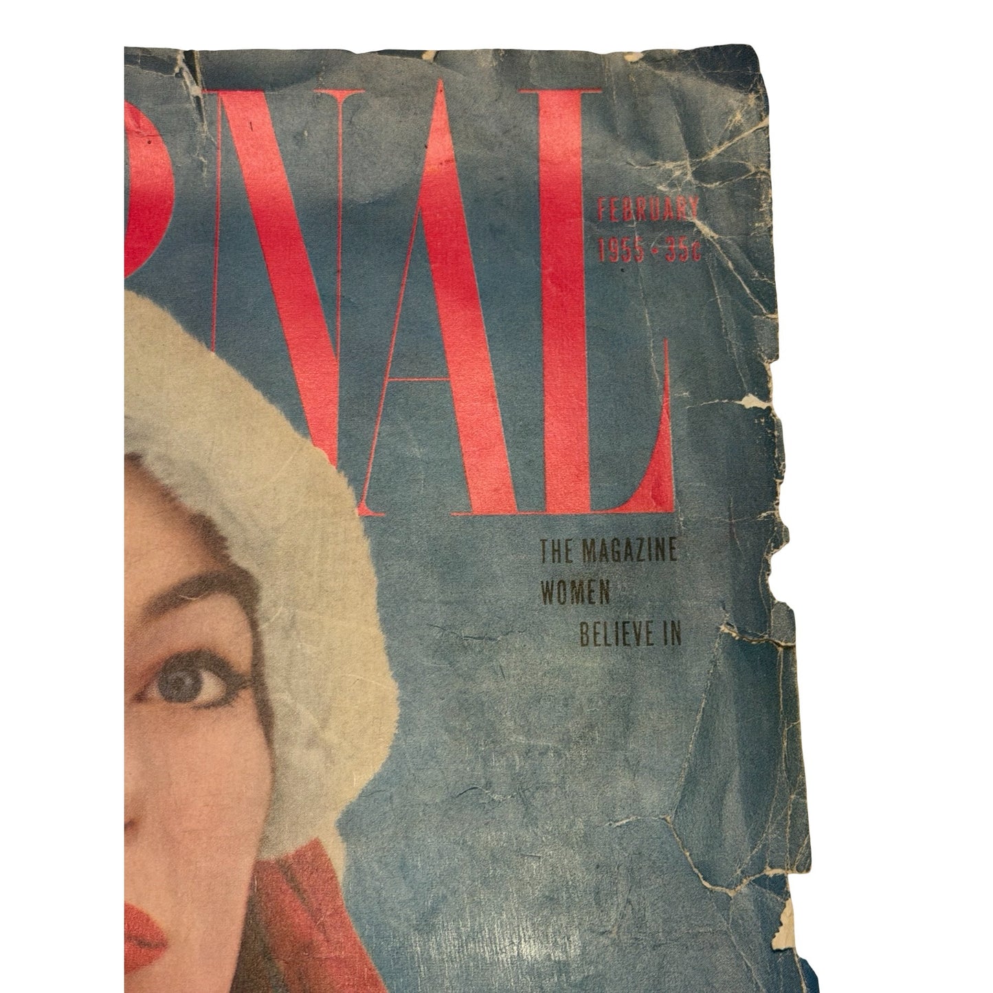 Vintage 1955 Ladies' Home Journal Cover Poster "Two Beauties" with White Dog Plus Doris Day Lustre-Creme Ad Print Set