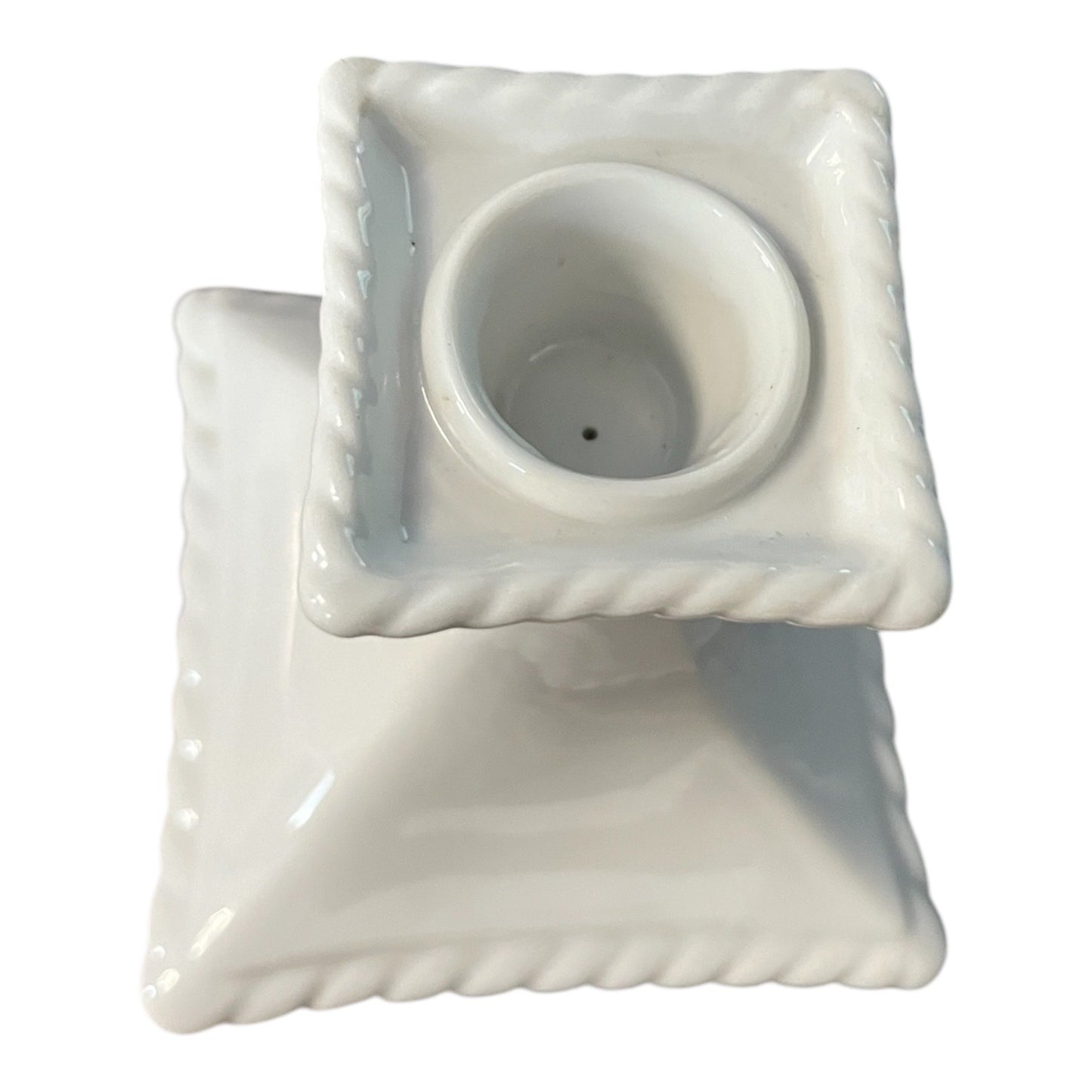 Vintage Rynne China Co Milk Glass Style Square Candle Holder Japan