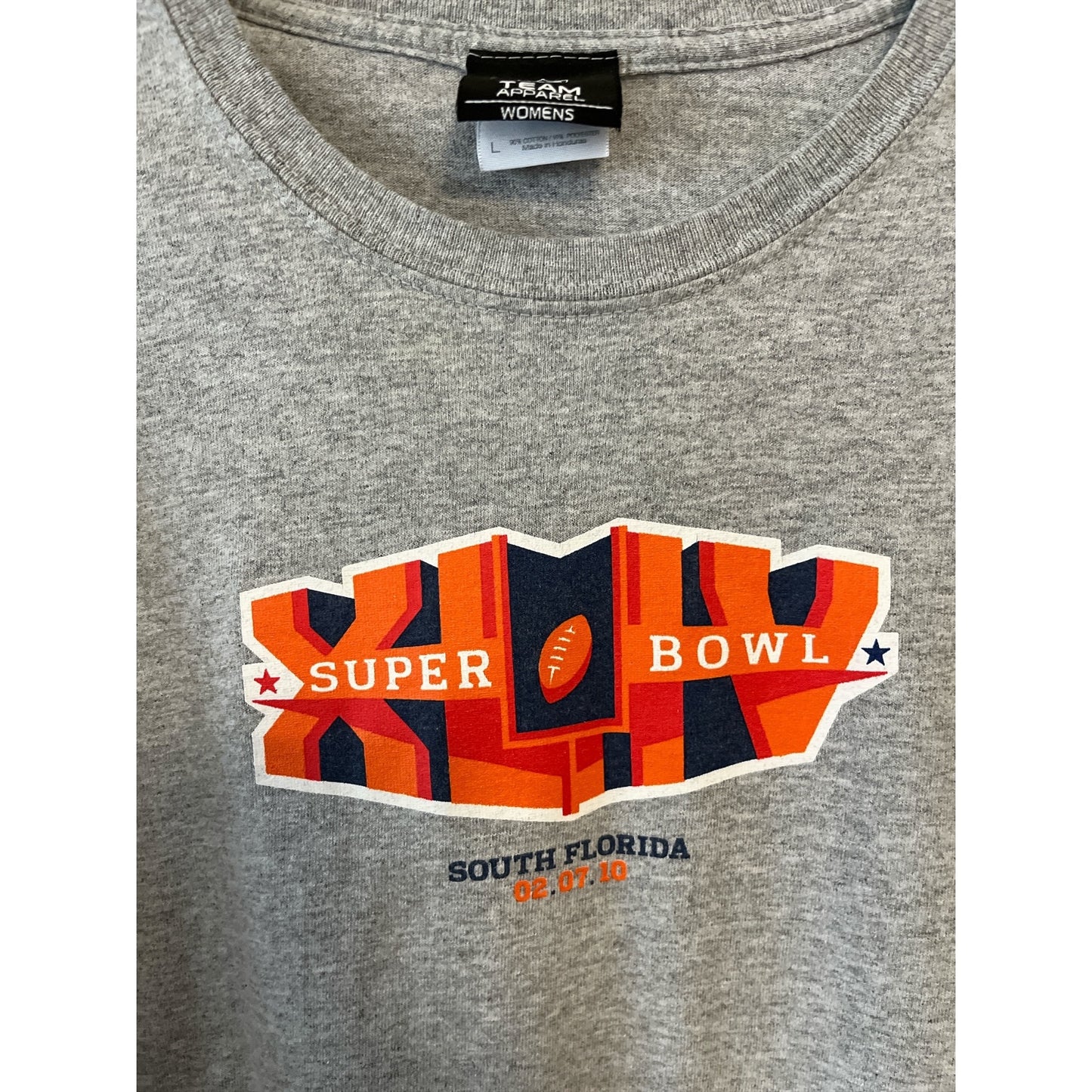 NFL Super Bowl XLIV Women's Long Sleeve T-Shirt – South Florida 02.07.10 – Team Apparel – Size Large