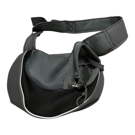 Gray Mesh Pet Sling Carrier Bag for Small Dogs or Cats – Hands-Free Crossbody Design
