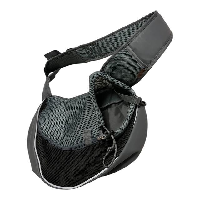Gray Mesh Pet Sling Carrier Bag for Small Dogs or Cats – Hands-Free Crossbody Design