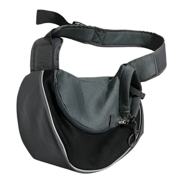 Gray Mesh Pet Sling Carrier Bag for Small Dogs or Cats – Hands-Free Crossbody Design
