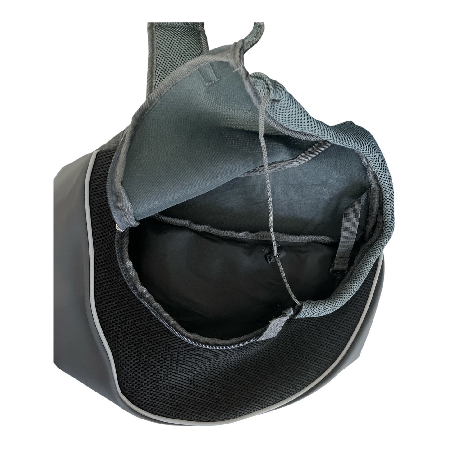 Gray Mesh Pet Sling Carrier Bag for Small Dogs or Cats – Hands-Free Crossbody Design