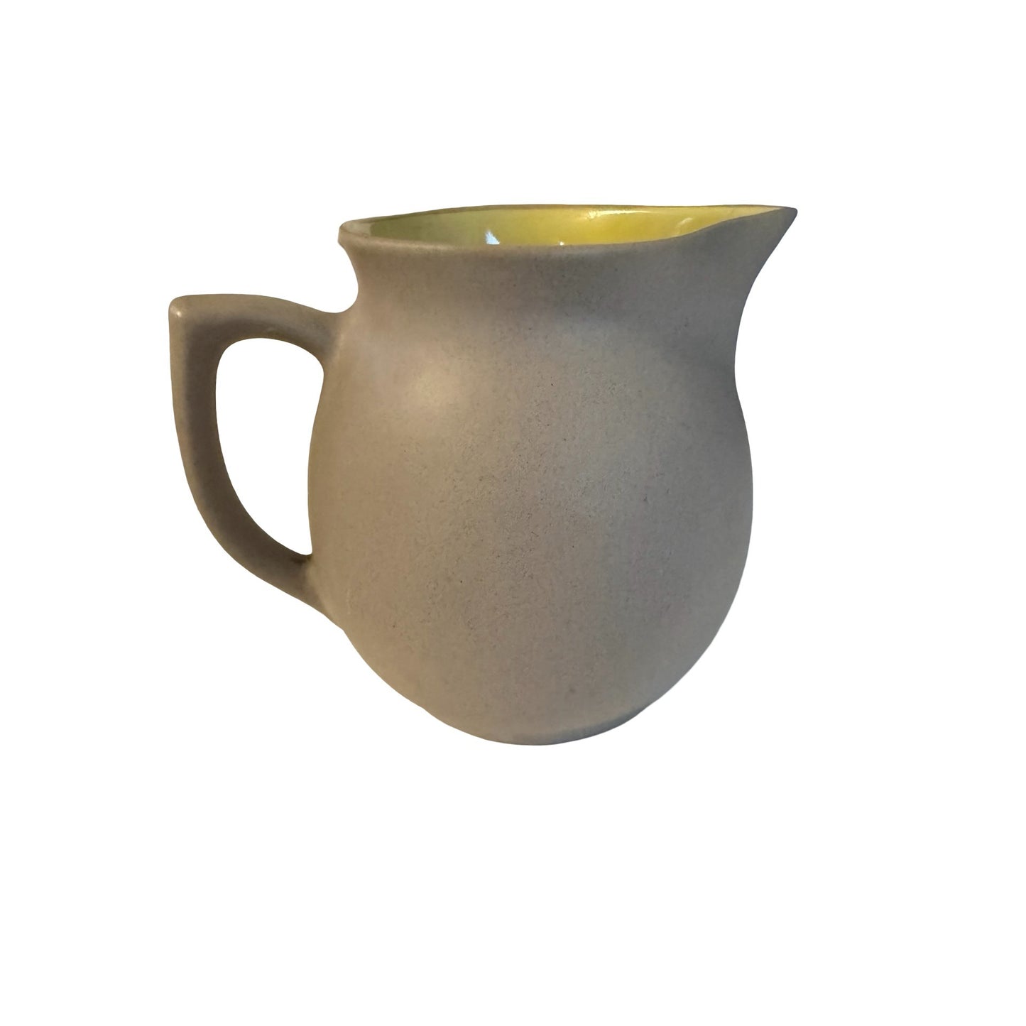 Pigeon Forge Pottery Handcrafted Stoneware Creamer Pitcher Dogwood Floral Gray Yellow Interior