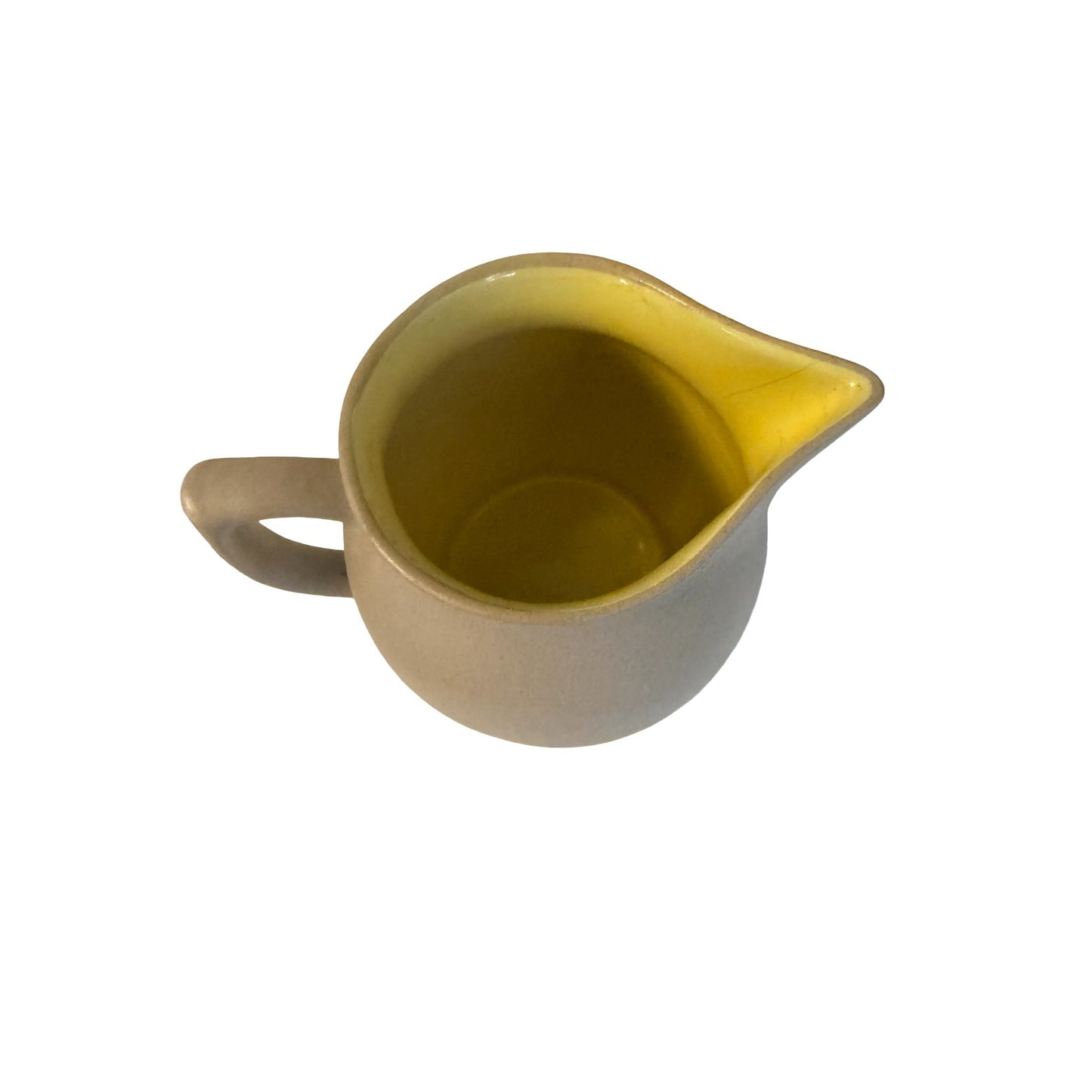 Pigeon Forge Pottery Handcrafted Stoneware Creamer Pitcher Dogwood Floral Gray Yellow Interior