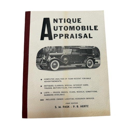 1967 Antique Automobile Appraisal First Edition S.M. Pask P.B. Hertz Collector Car Price Guide