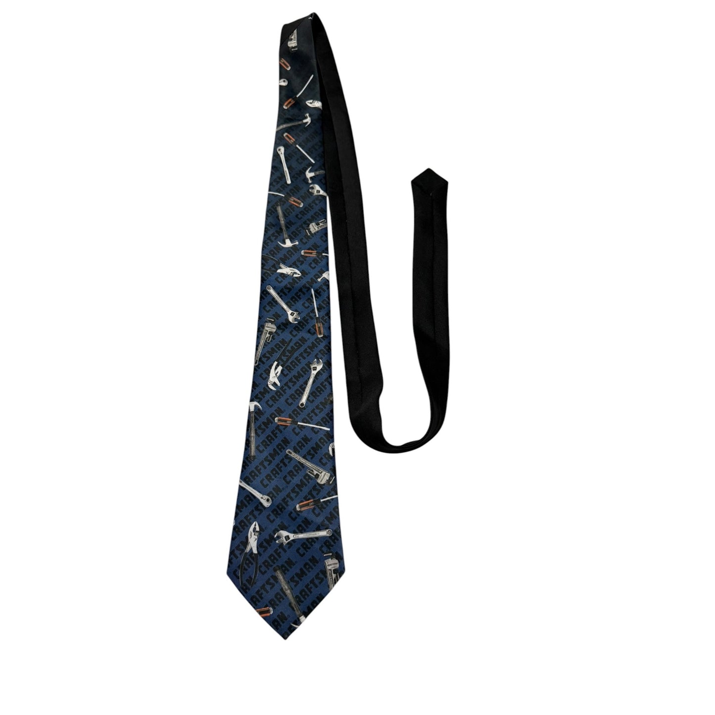 Vintage 1992 Ralph Marlin Craftsman Tools Necktie Blue Tool Print Made in USA Polyester