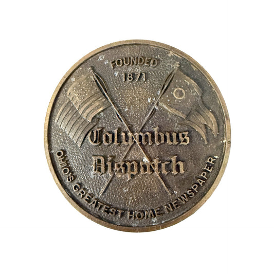 Vintage Columbus Dispatch Belt Buckle Founded 1871 Ohio's Greatest Home Newspaper