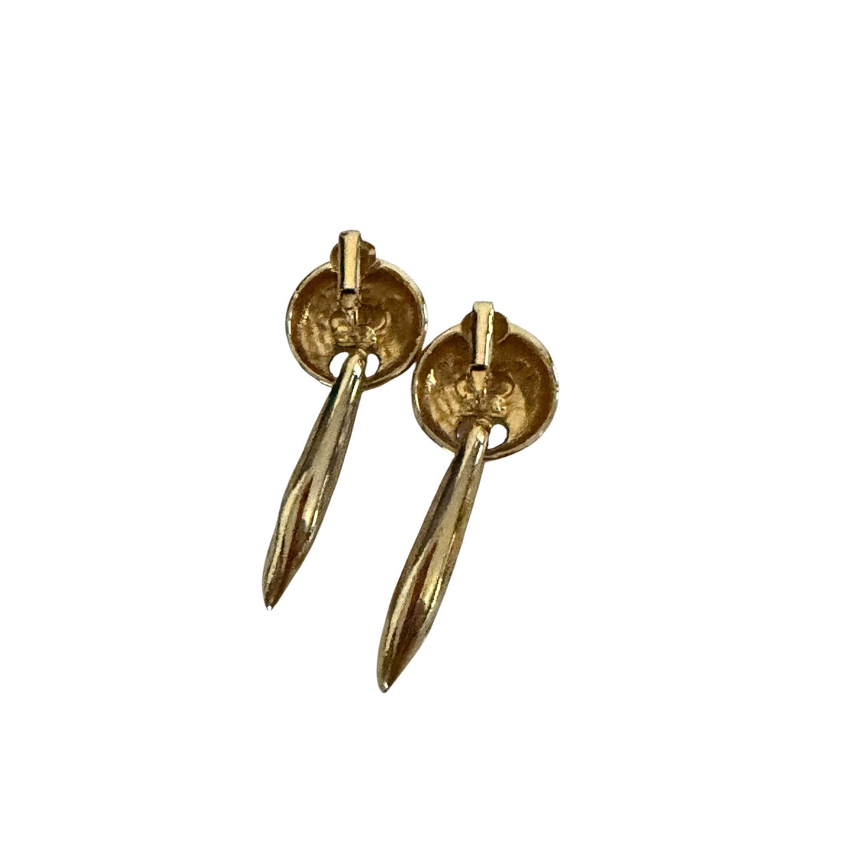 Vintage Gold Tone Open Marquise Drop Clip On Earrings Modernist 2 Inch
