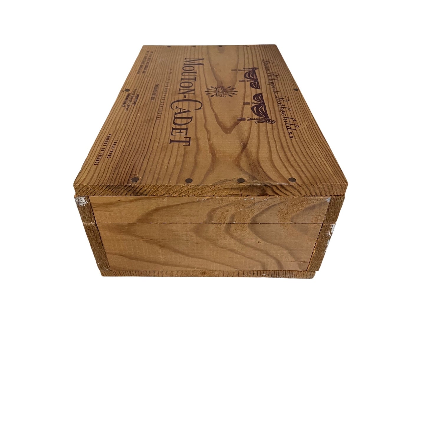 Vintage Mouton Cadet Wooden Wine Box Rothschild Bordeaux Crate 2 Bottle Storage Case