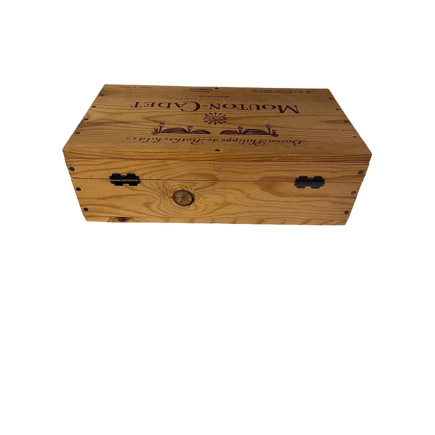Vintage Mouton Cadet Wooden Wine Box Rothschild Bordeaux Crate 2 Bottle Storage Case