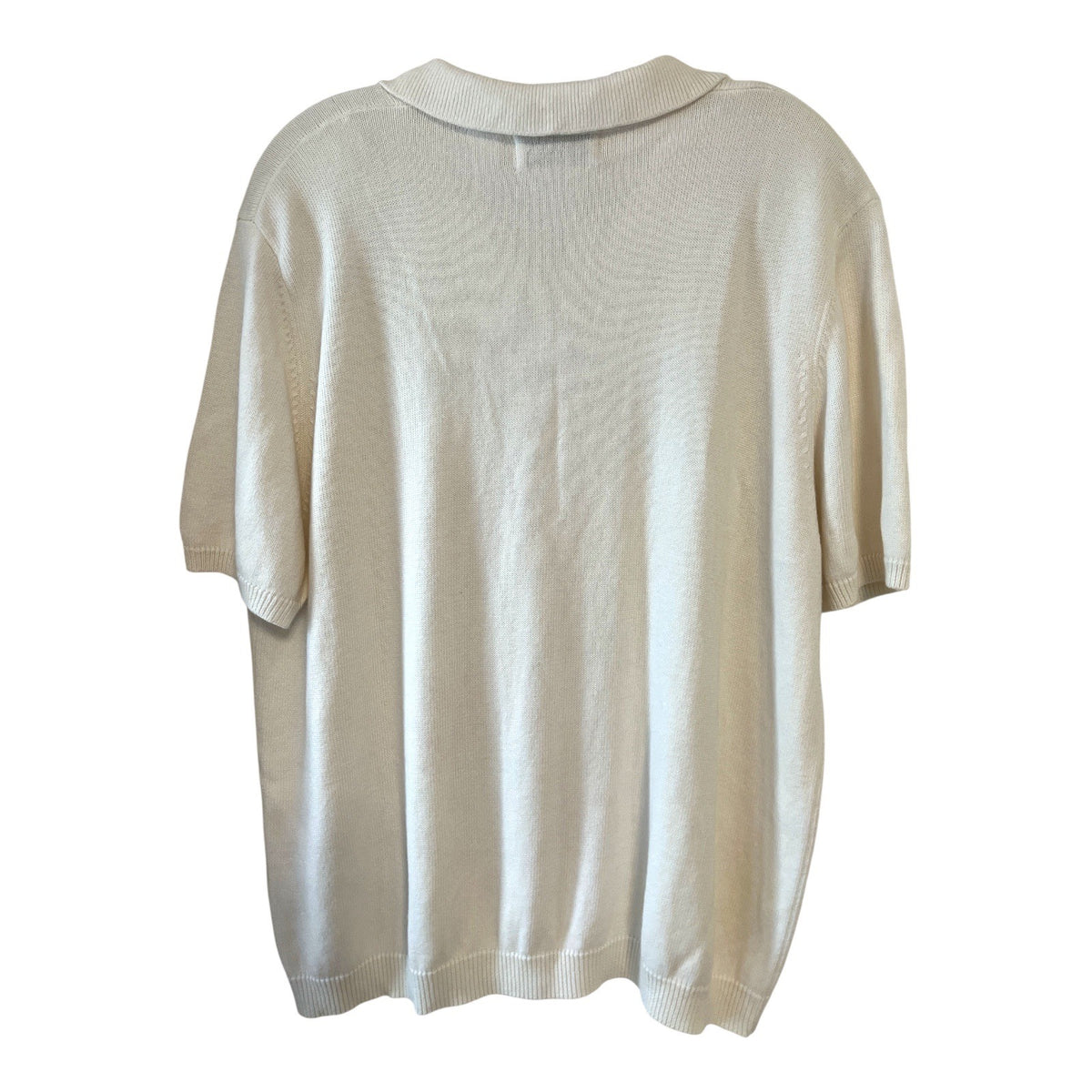 Alfred Dunner Floral Embellished Knit Polo Top XL Ramie Cotton