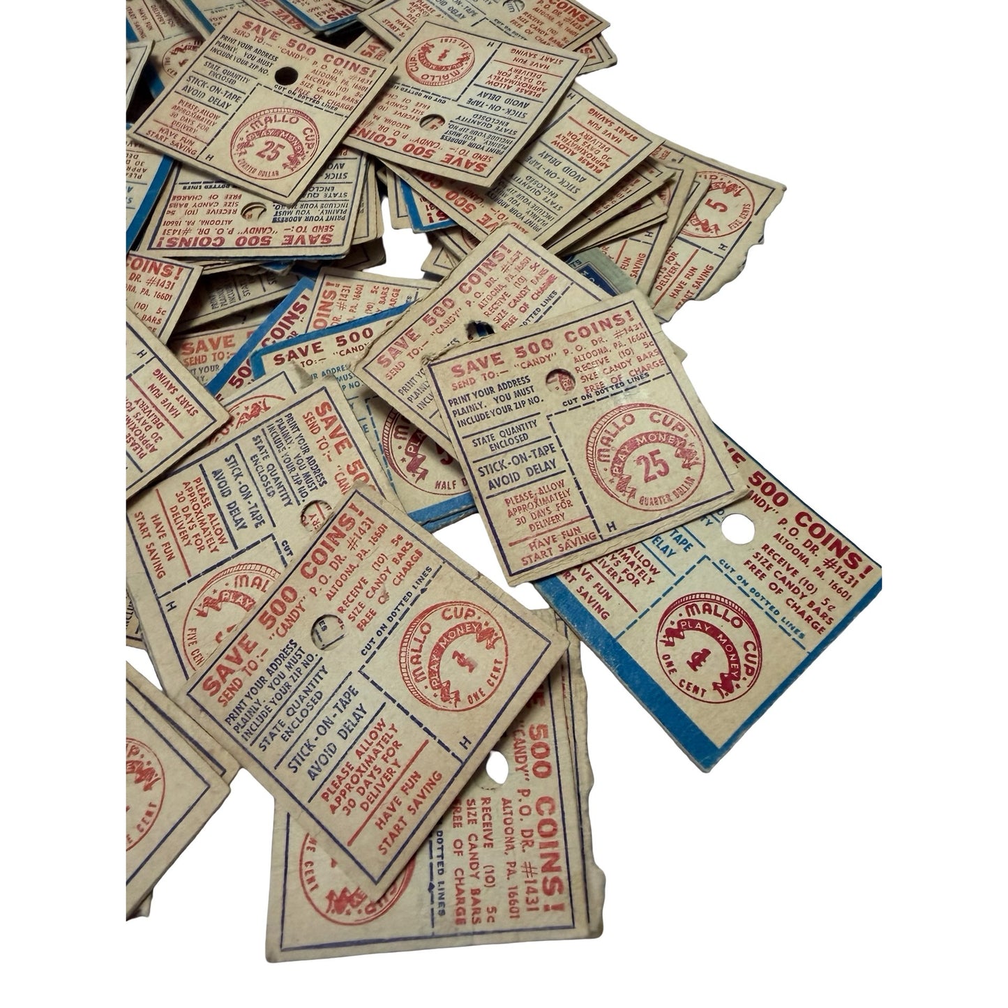 Vintage Mallo Cup Play Money Huge Mixed Lot 1 5 10 25 Cent Candy Advertising Ephemera